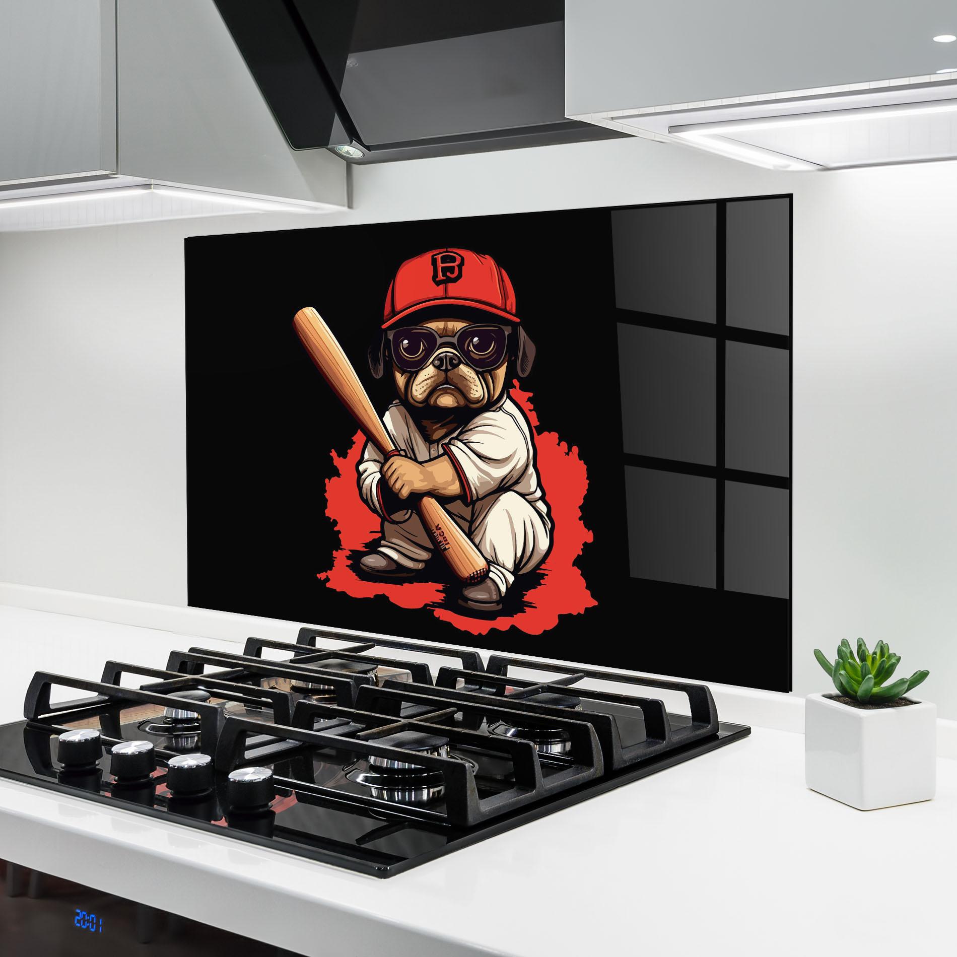 Panou Sticla Bucatarie Baseball Dog mockup 6