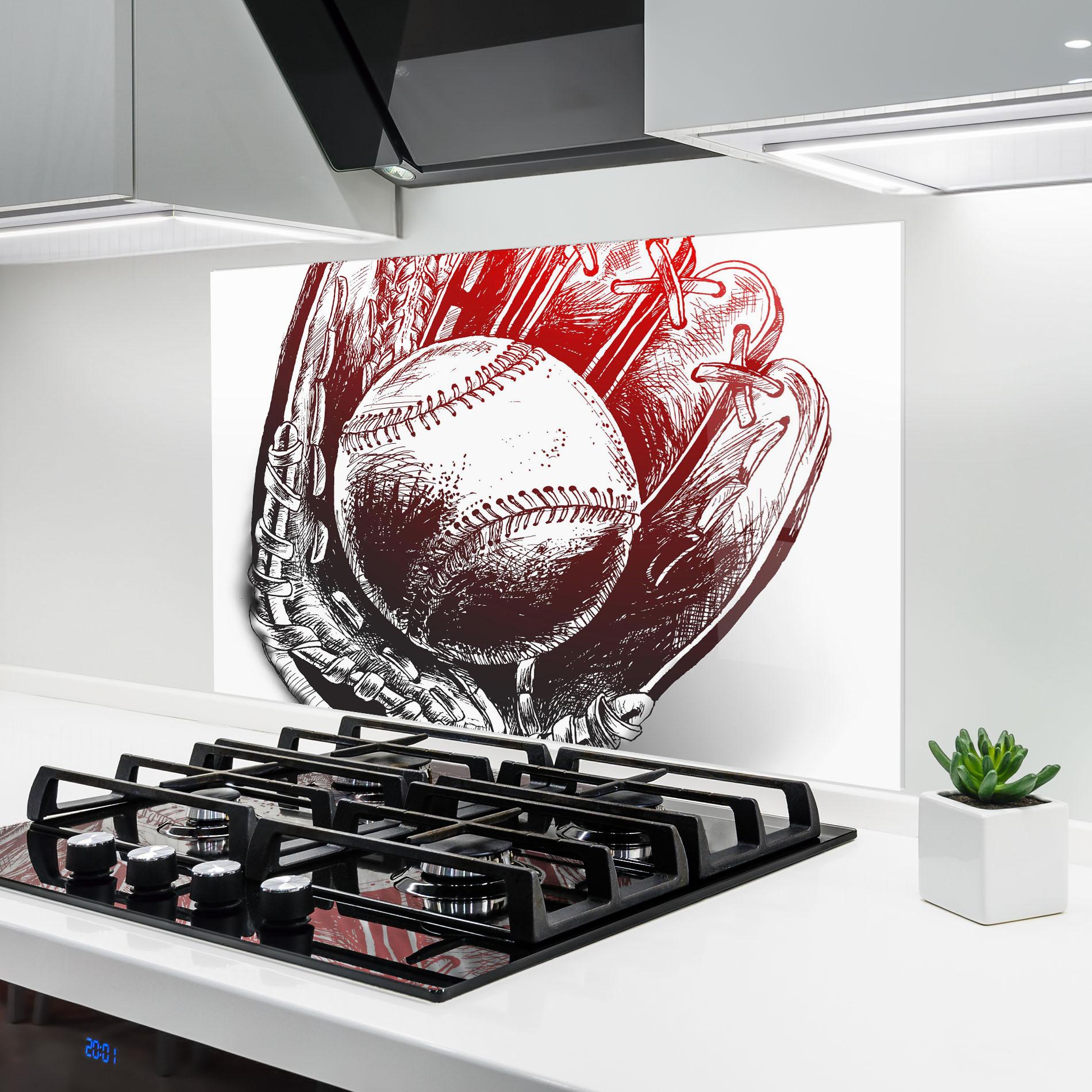 Panou Sticla Bucatarie Baseball Glove Art mockup 6