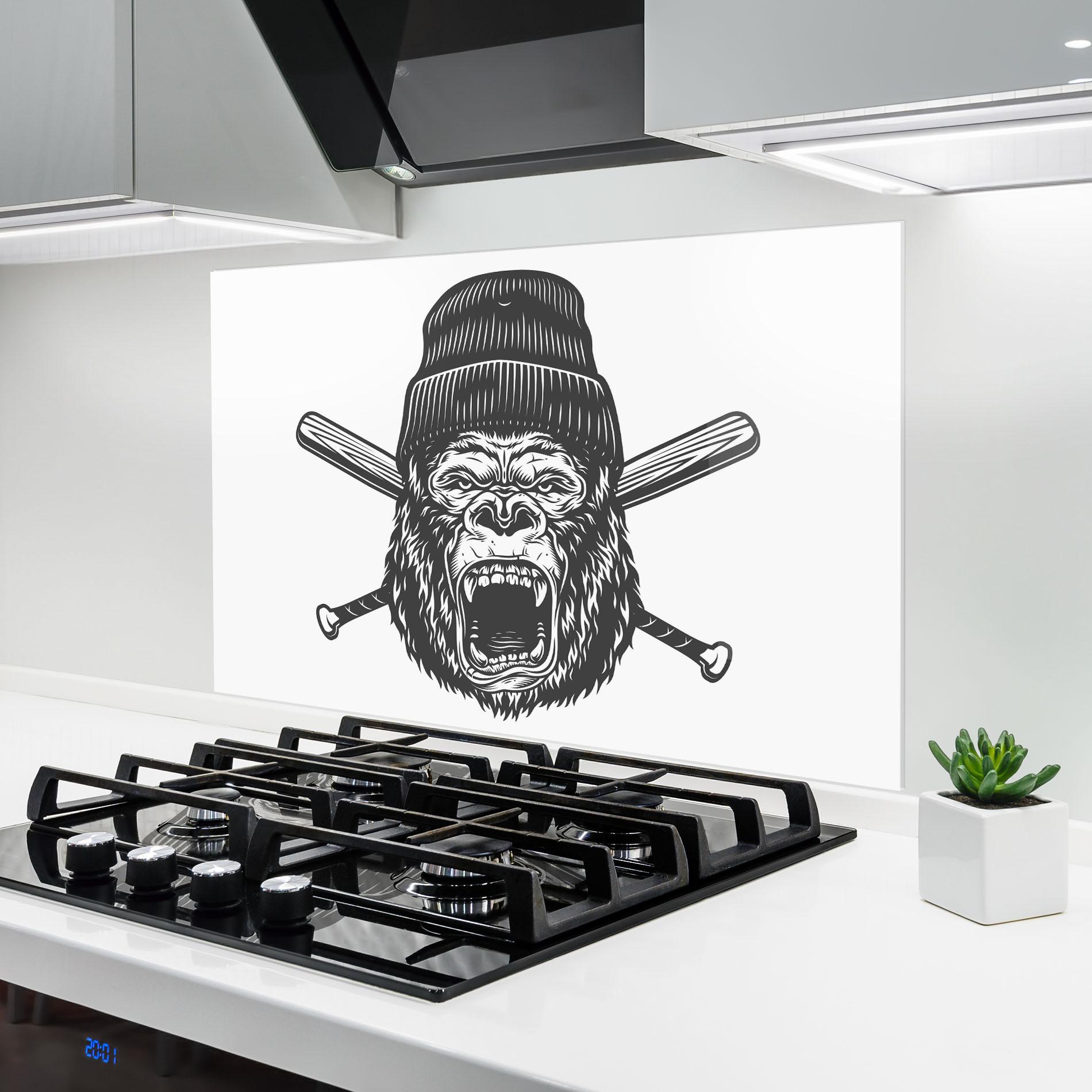 Panou Sticla Bucatarie Baseball Gorilla mockup 6
