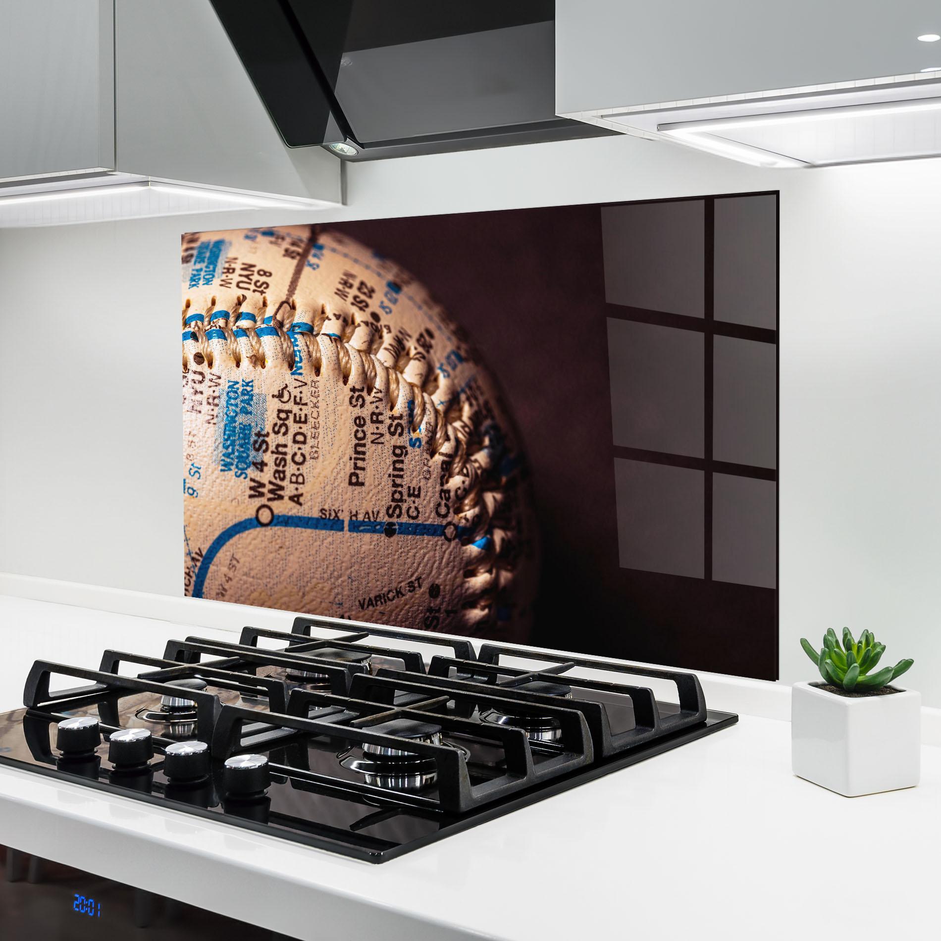 Panou Sticla Bucatarie Blue Text Baseball Ball mockup 6