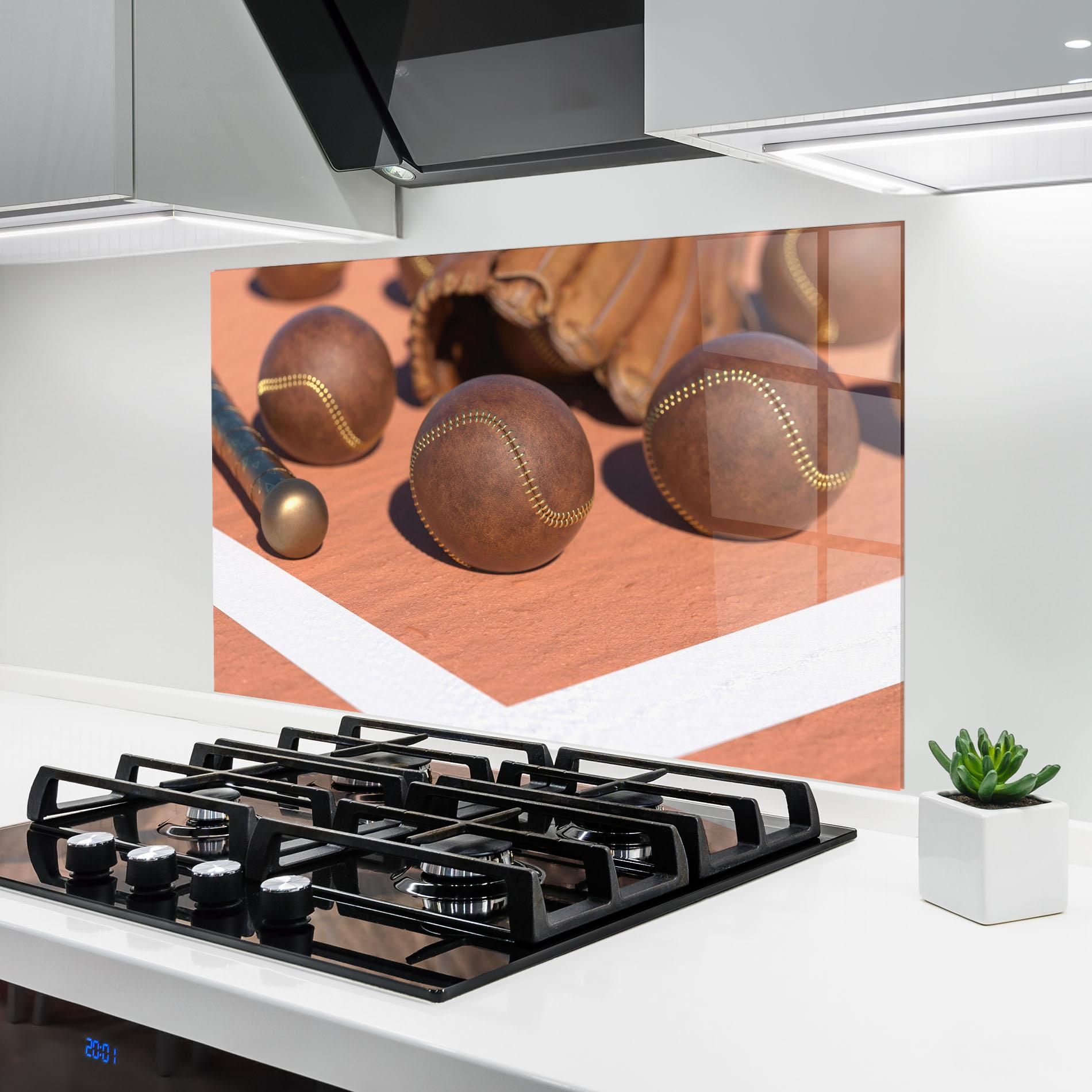 Panou Sticla Bucatarie Brown Baseball Ball mockup 6