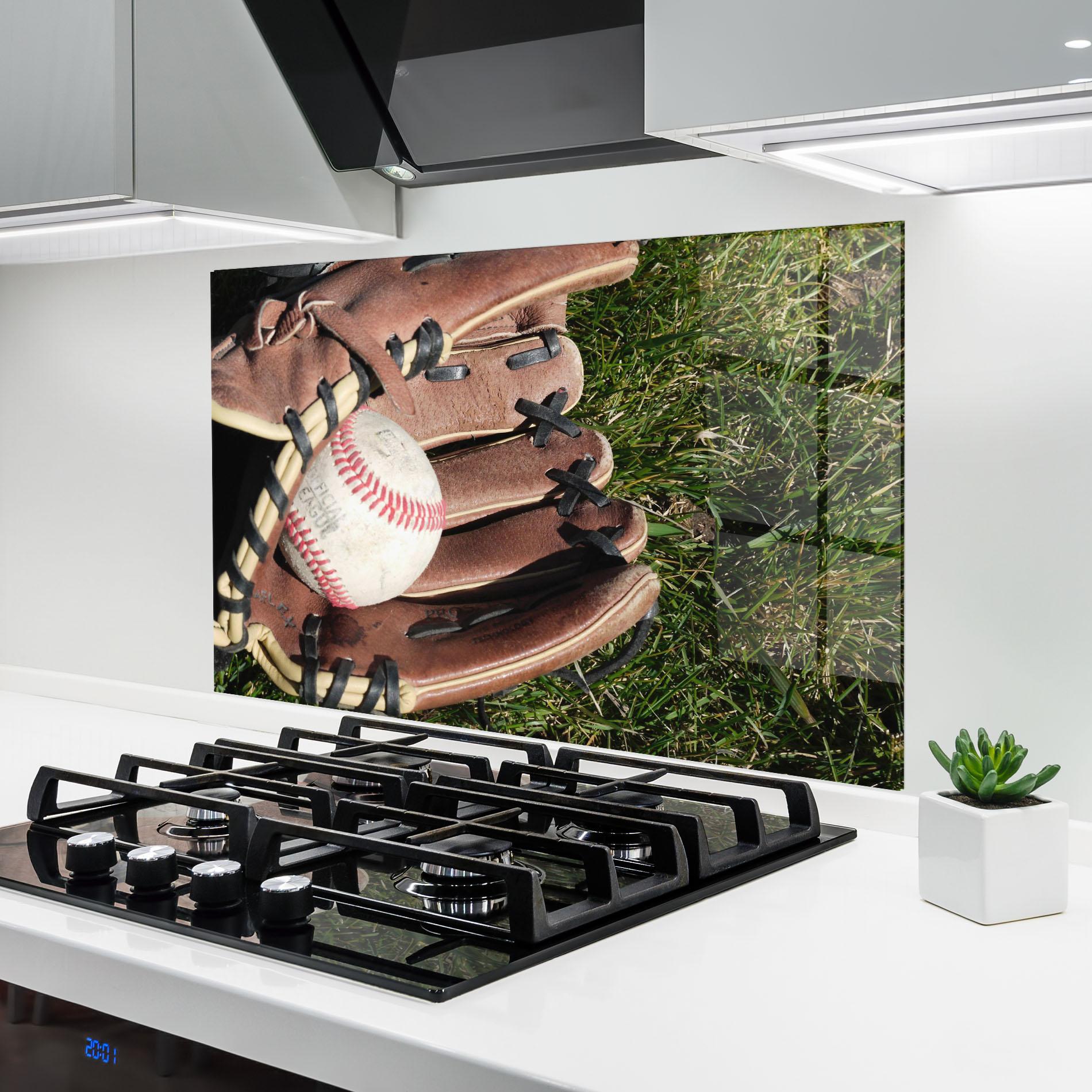 Panou Sticla Bucatarie Brown Baseball Glove mockup 6