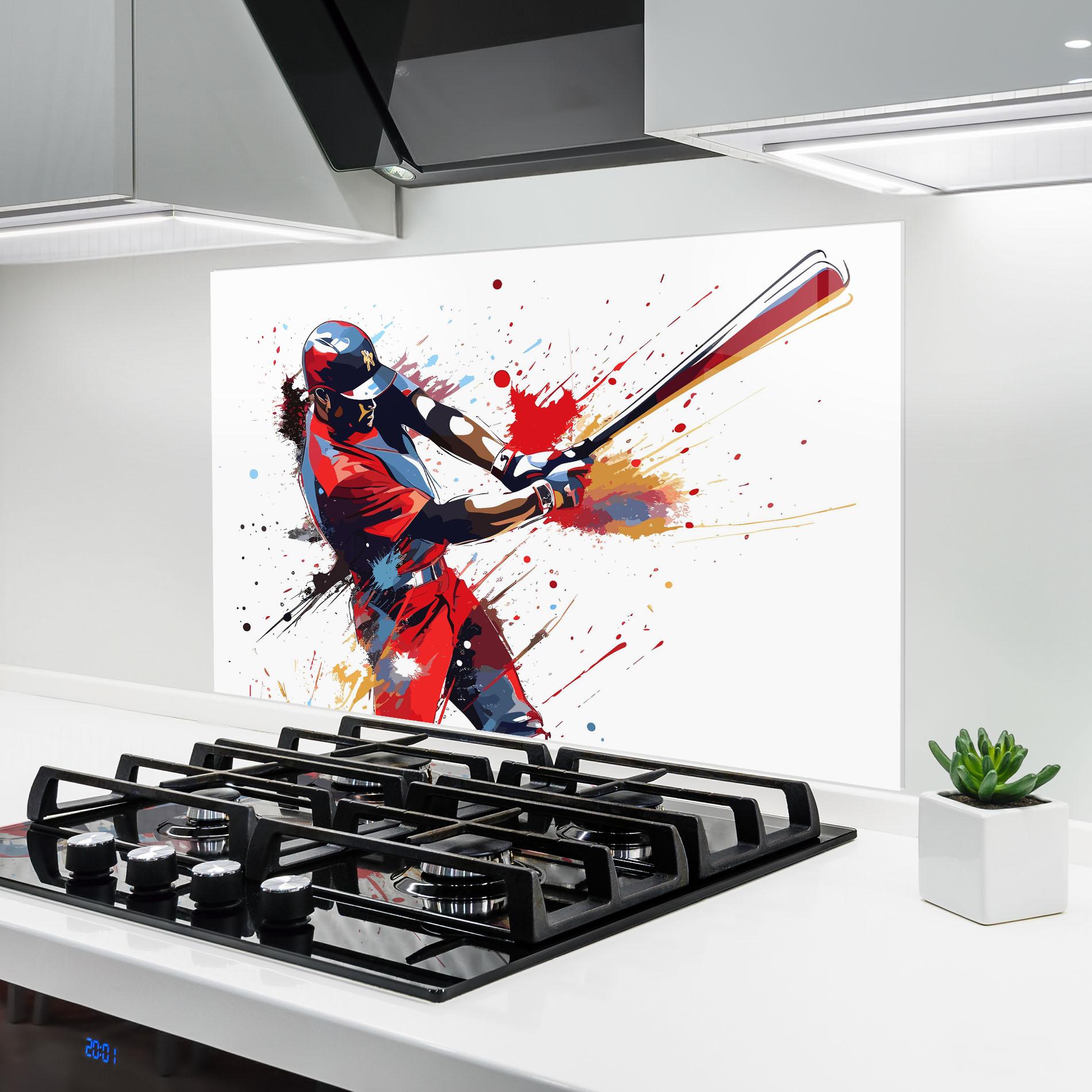 Panou Sticla Bucatarie Colorful Baseball mockup 6