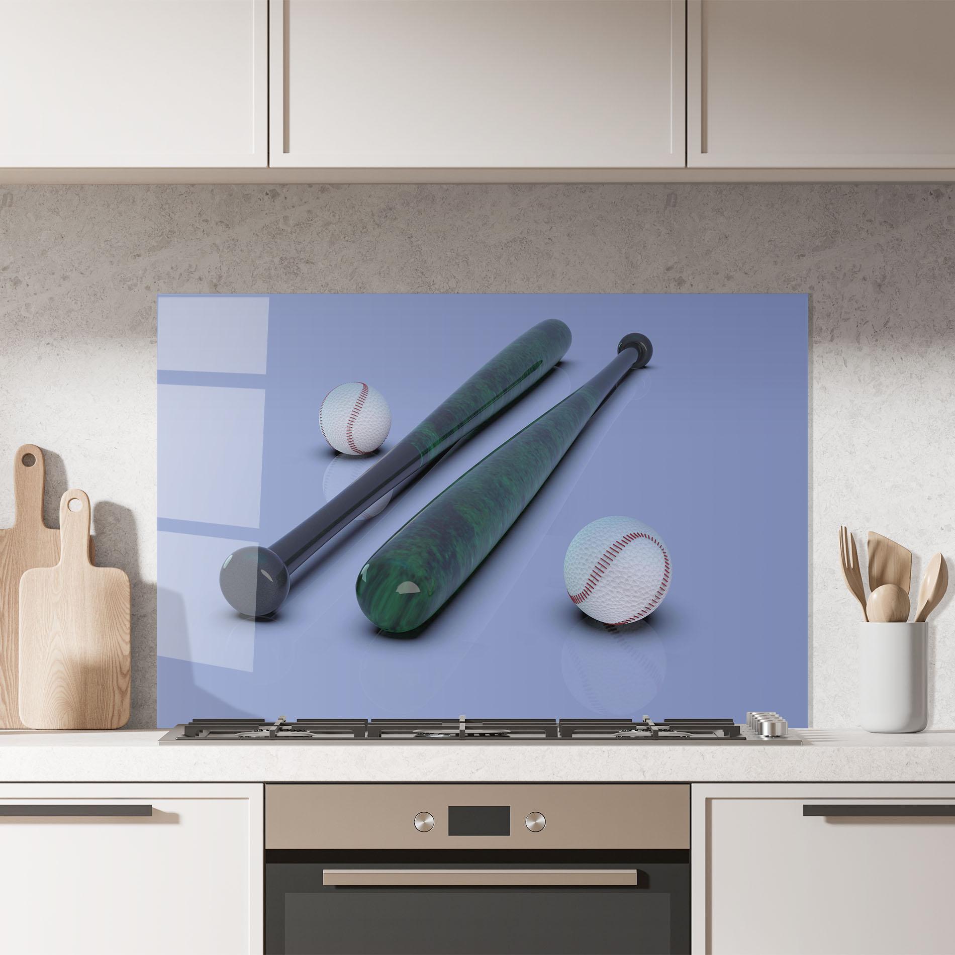 Panou Sticla Bucatarie Baseball Ball On Purple mockup 7