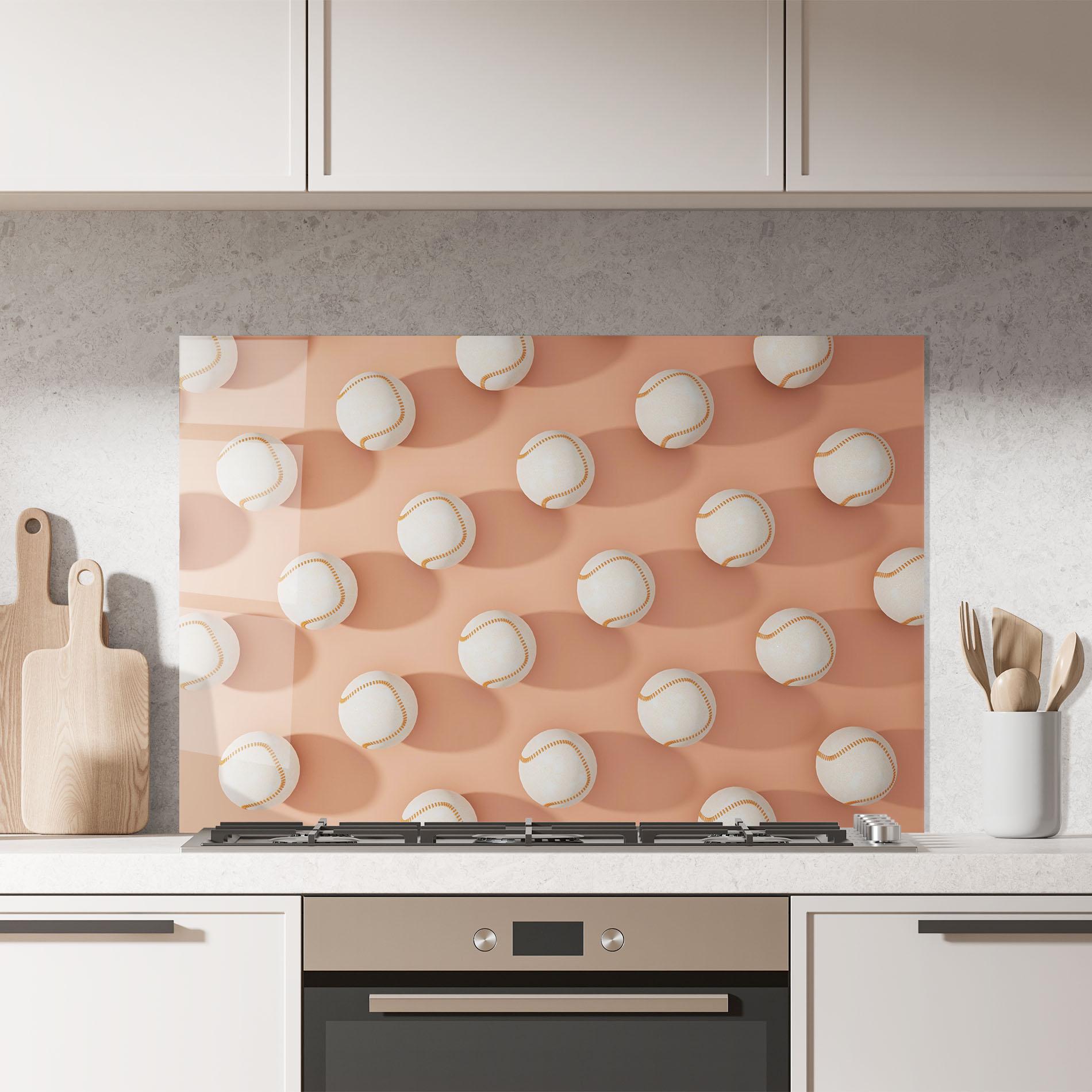 Panou Sticla Bucatarie Baseball Ball Pattern mockup 7