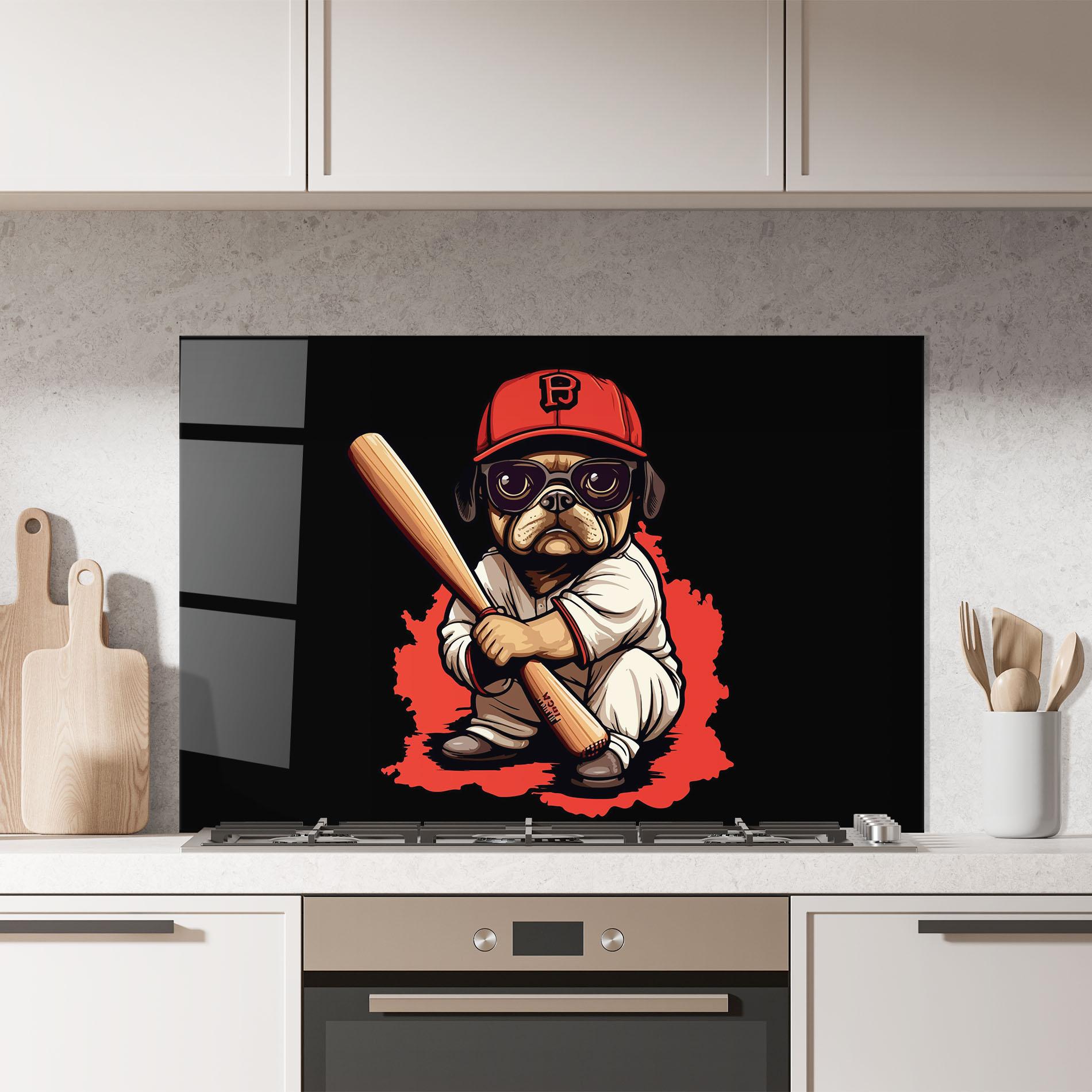 Panou Sticla Bucatarie Baseball Dog mockup 7