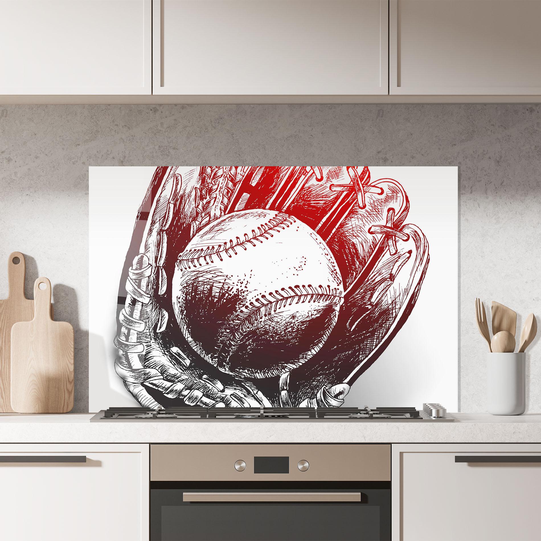 Panou Sticla Bucatarie Baseball Glove Art mockup 7