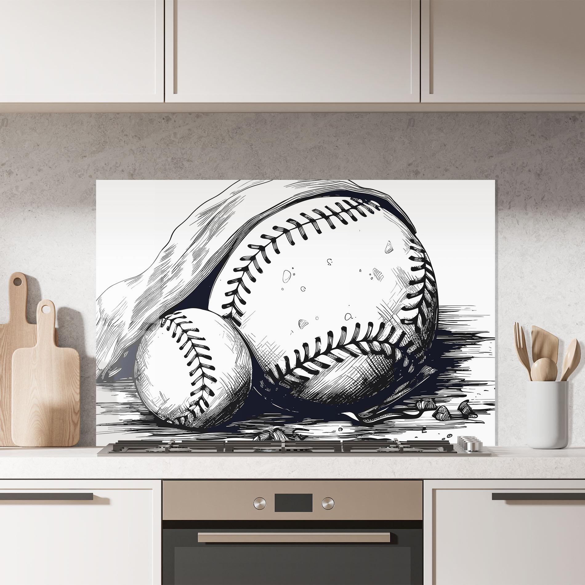 Panou Sticla Bucatarie Baseball Grey Line mockup 7