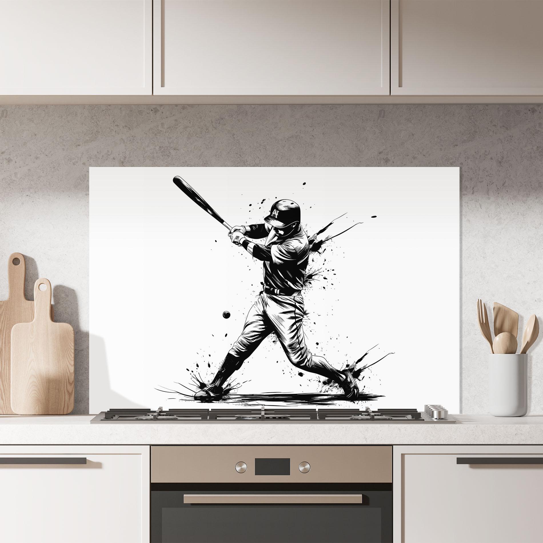 Panou Sticla Bucatarie Baseball Splash mockup 7