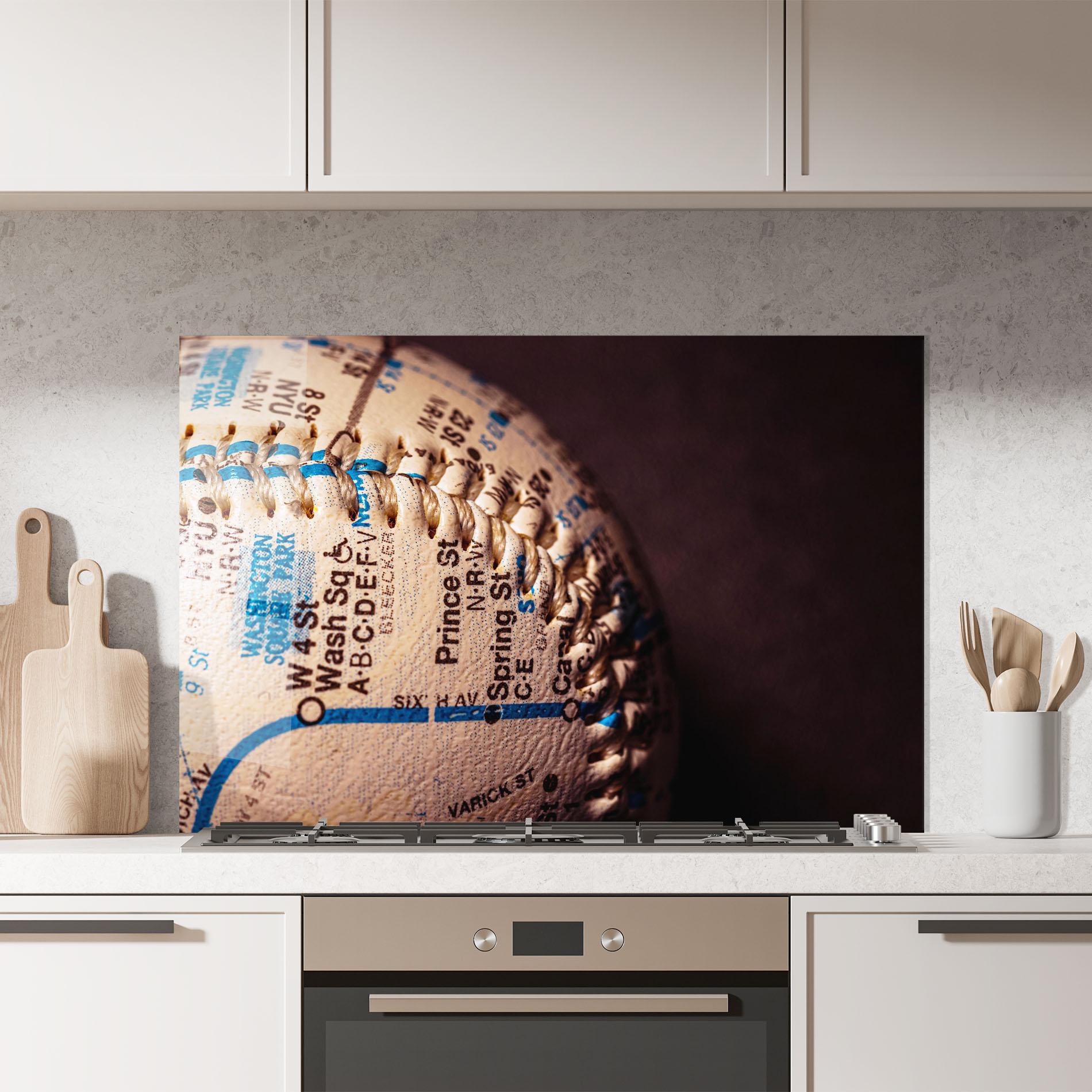 Panou Sticla Bucatarie Blue Text Baseball Ball mockup 7