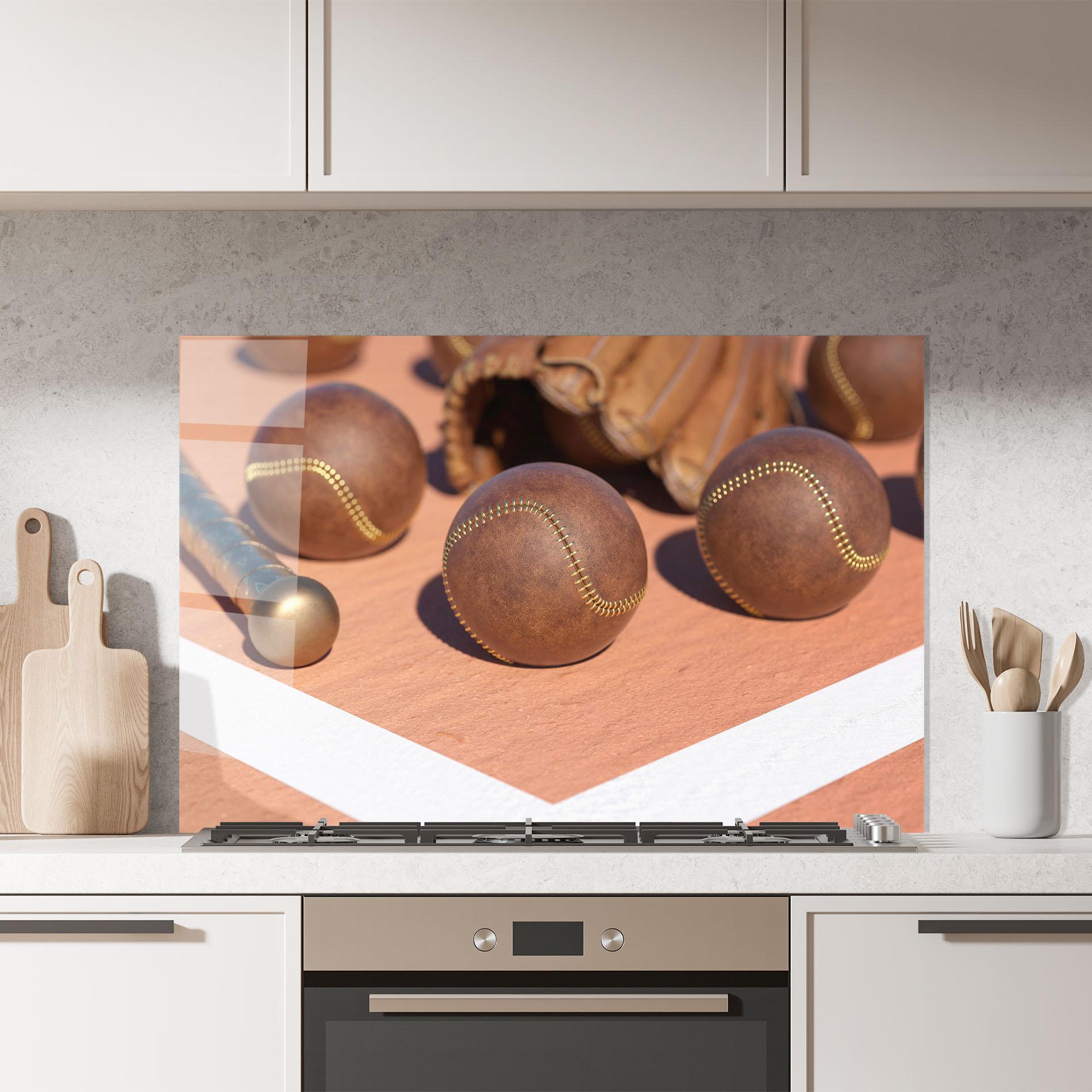 Panou Sticla Bucatarie Brown Baseball Ball mockup 7