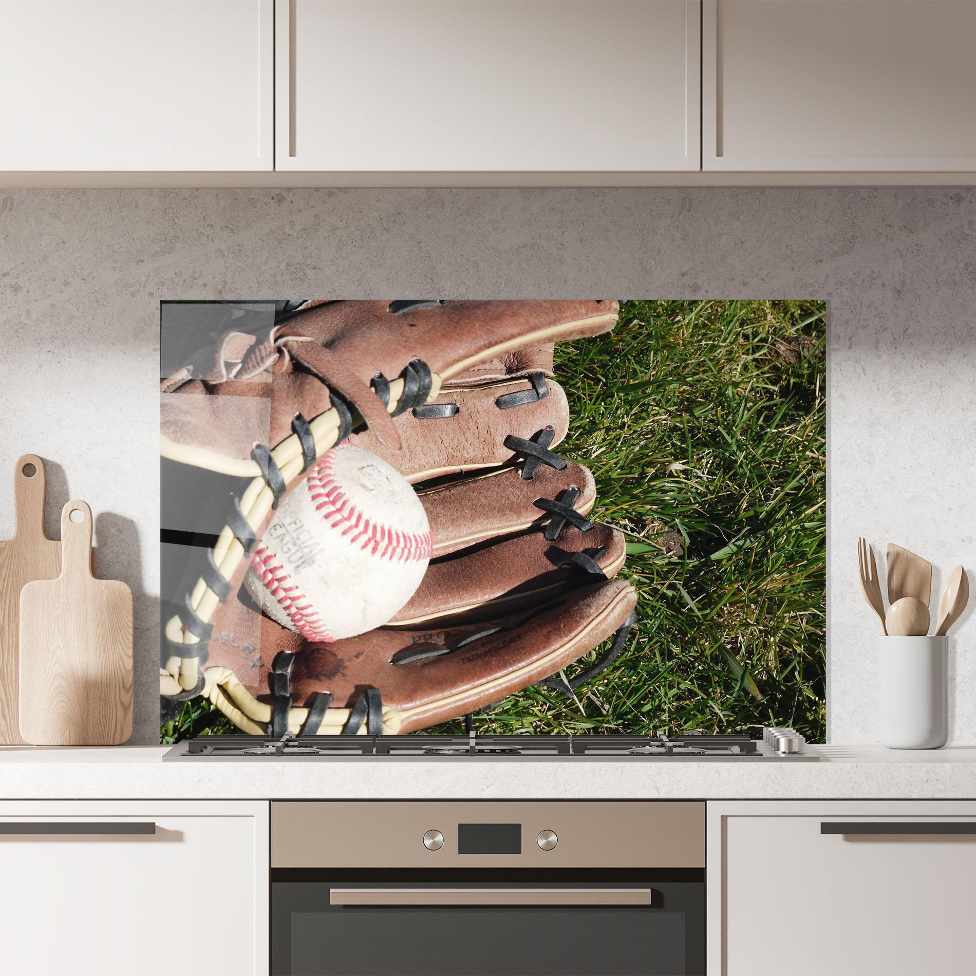 Panou Sticla Bucatarie Brown Baseball Glove mockup 7