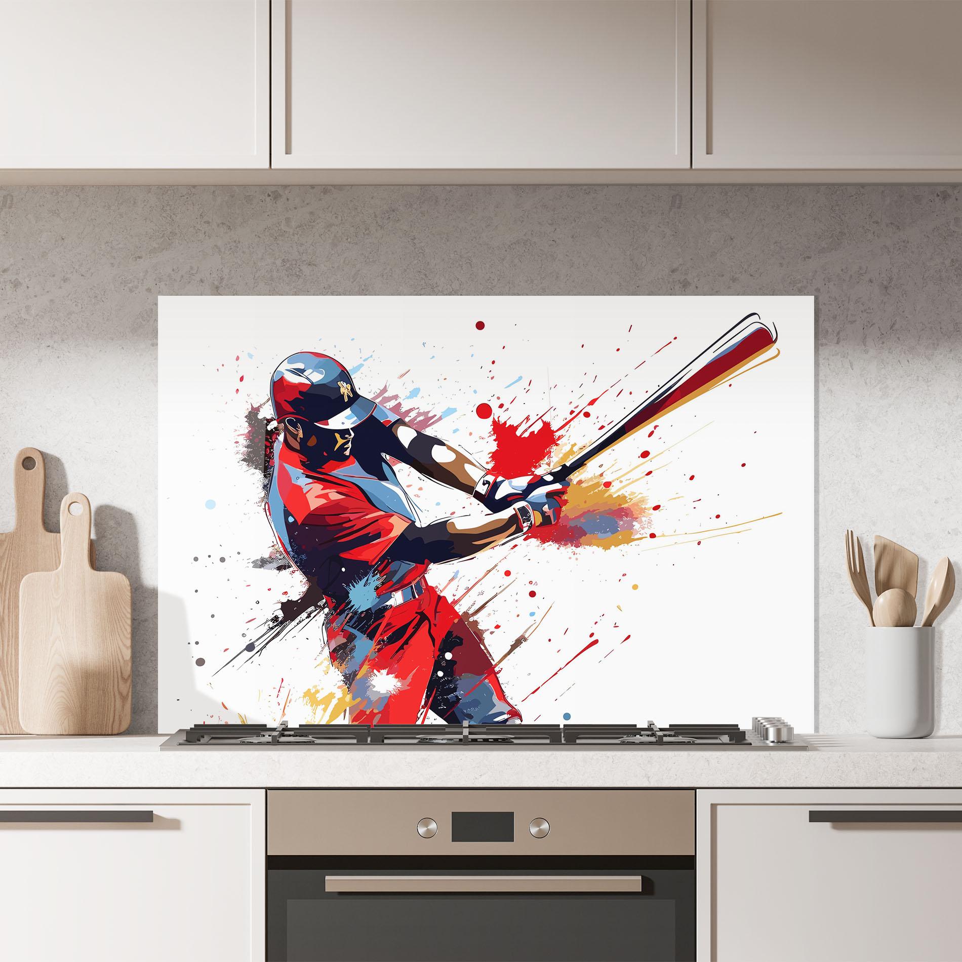 Panou Sticla Bucatarie Colorful Baseball mockup 7