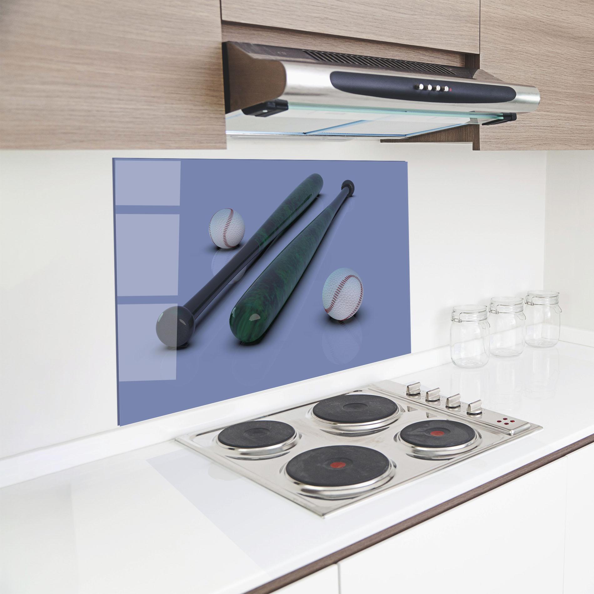 Panou Sticla Bucatarie Baseball Ball On Purple mockup 8