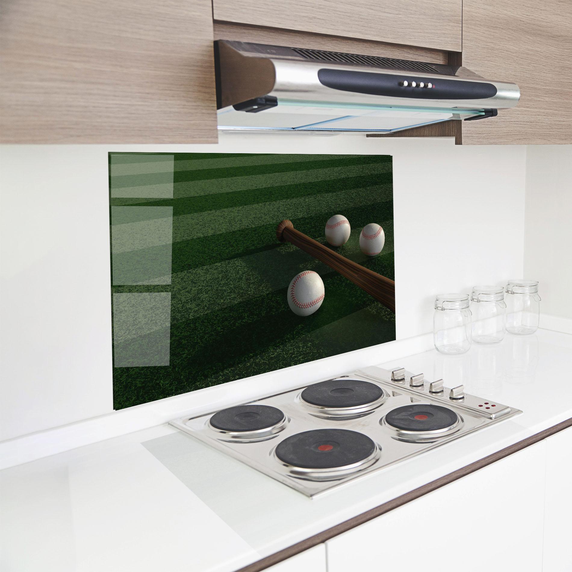 Panou Sticla Bucatarie Baseball Balls On Grass mockup 8