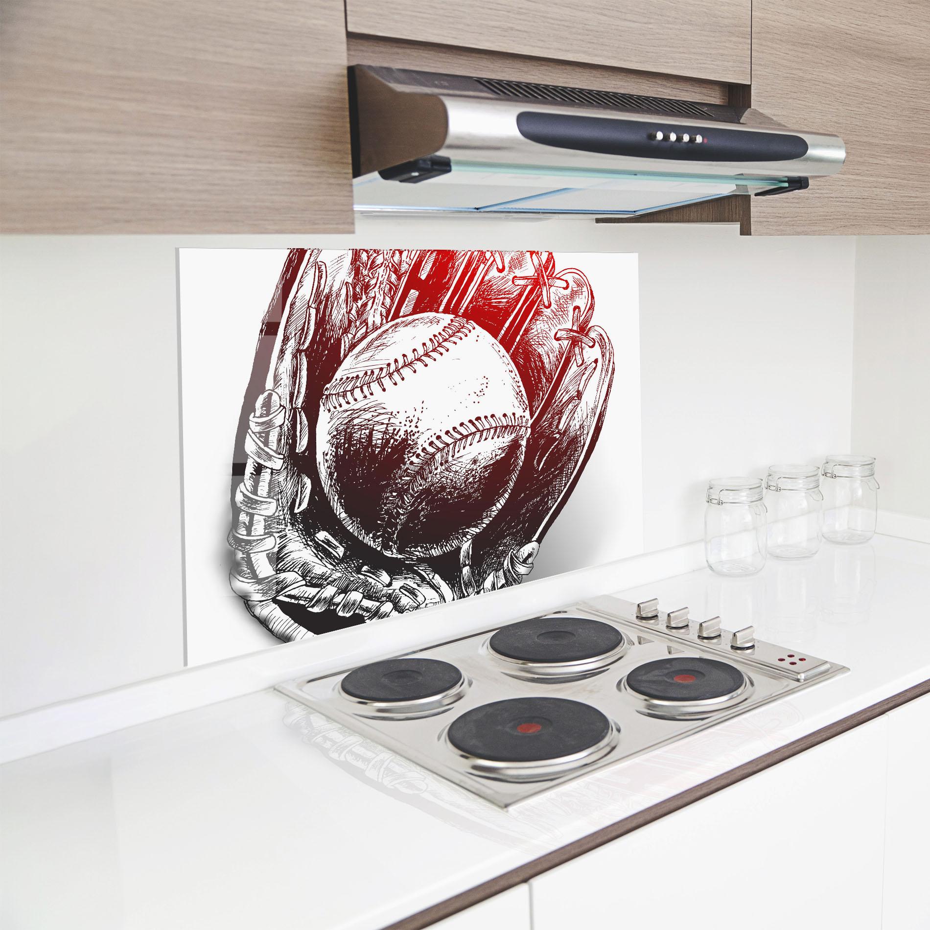 Panou Sticla Bucatarie Baseball Glove Art mockup 8