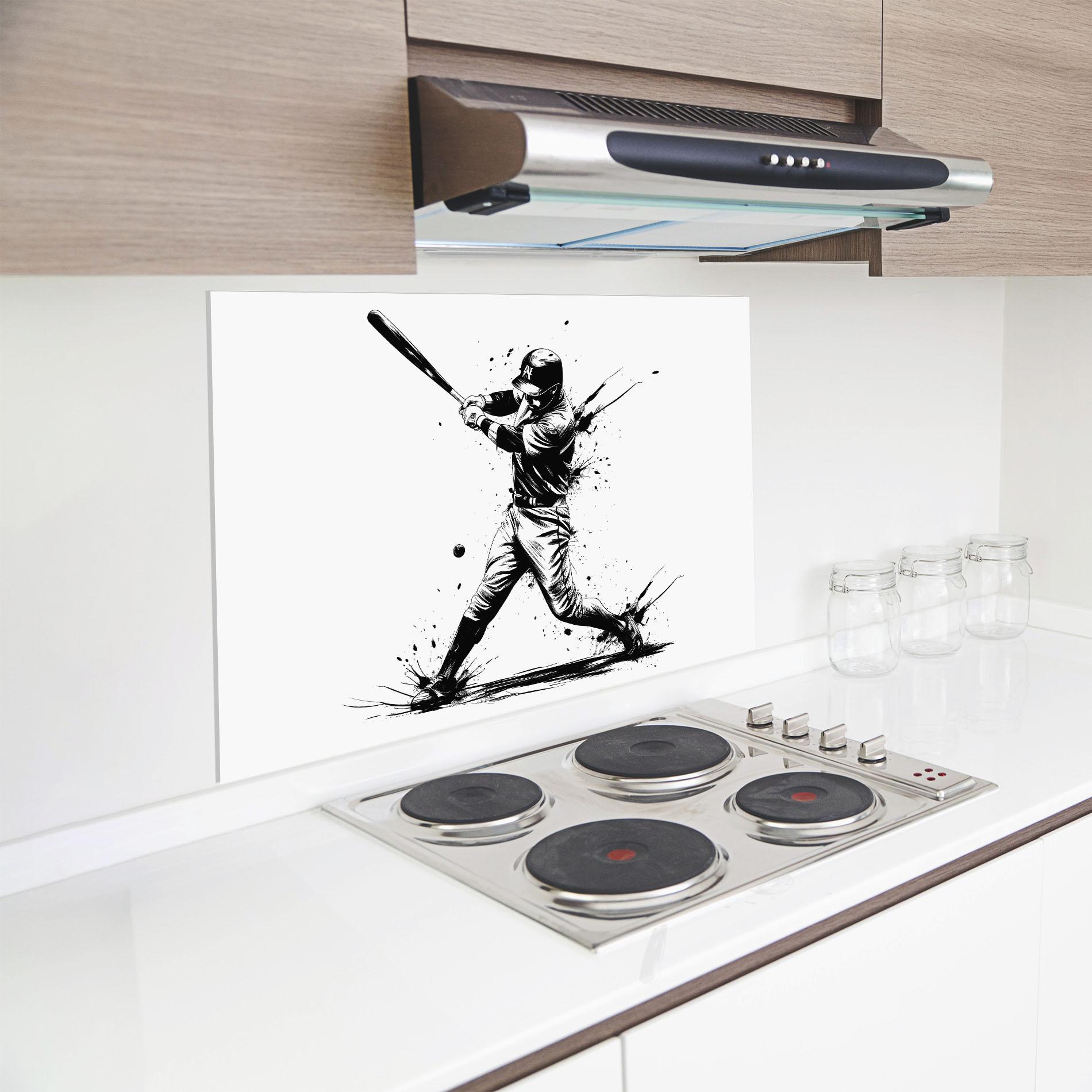 Panou Sticla Bucatarie Baseball Splash mockup 8