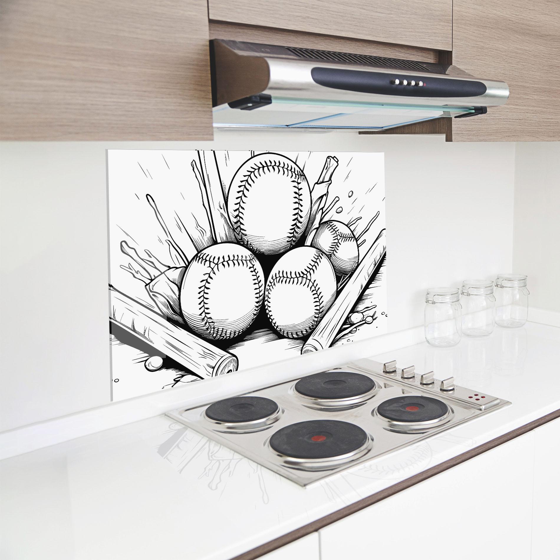 Panou Sticla Bucatarie Big Baseball Ball mockup 8