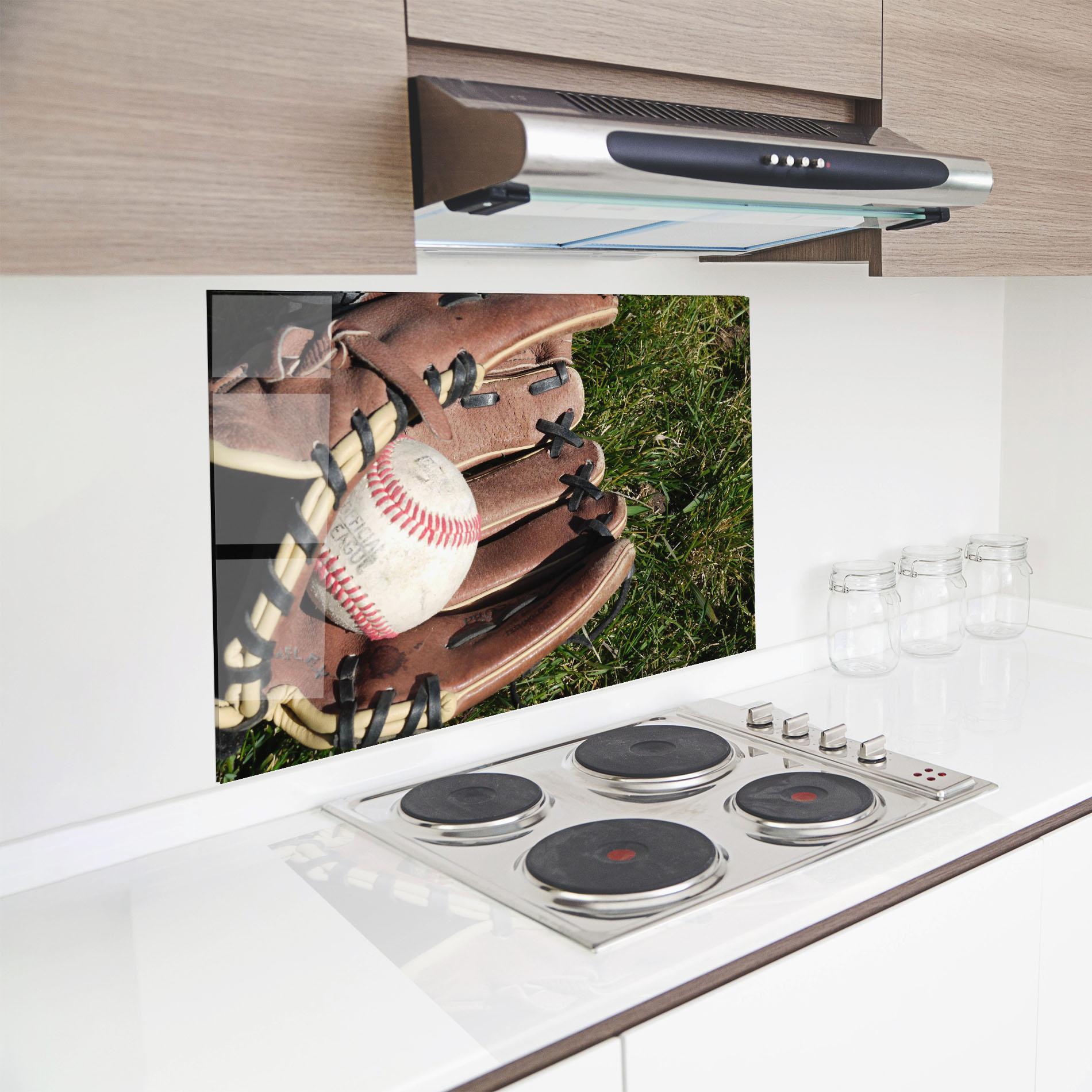 Panou Sticla Bucatarie Brown Baseball Glove mockup 8