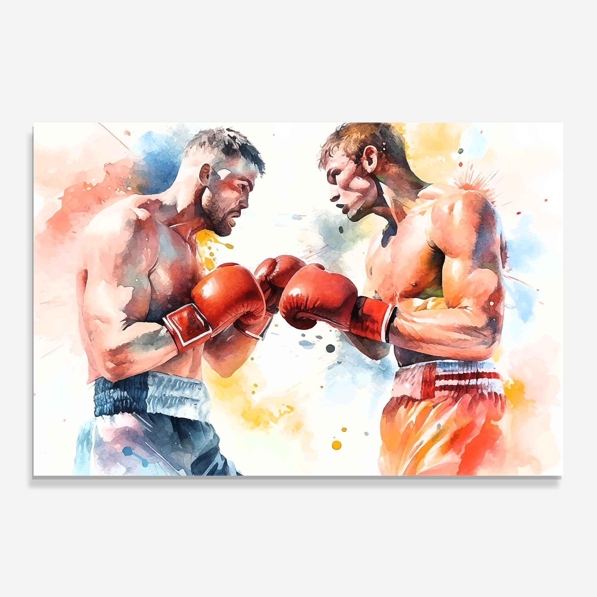 Panou Sticla Bucatarie Boxing Match Art mockup 0