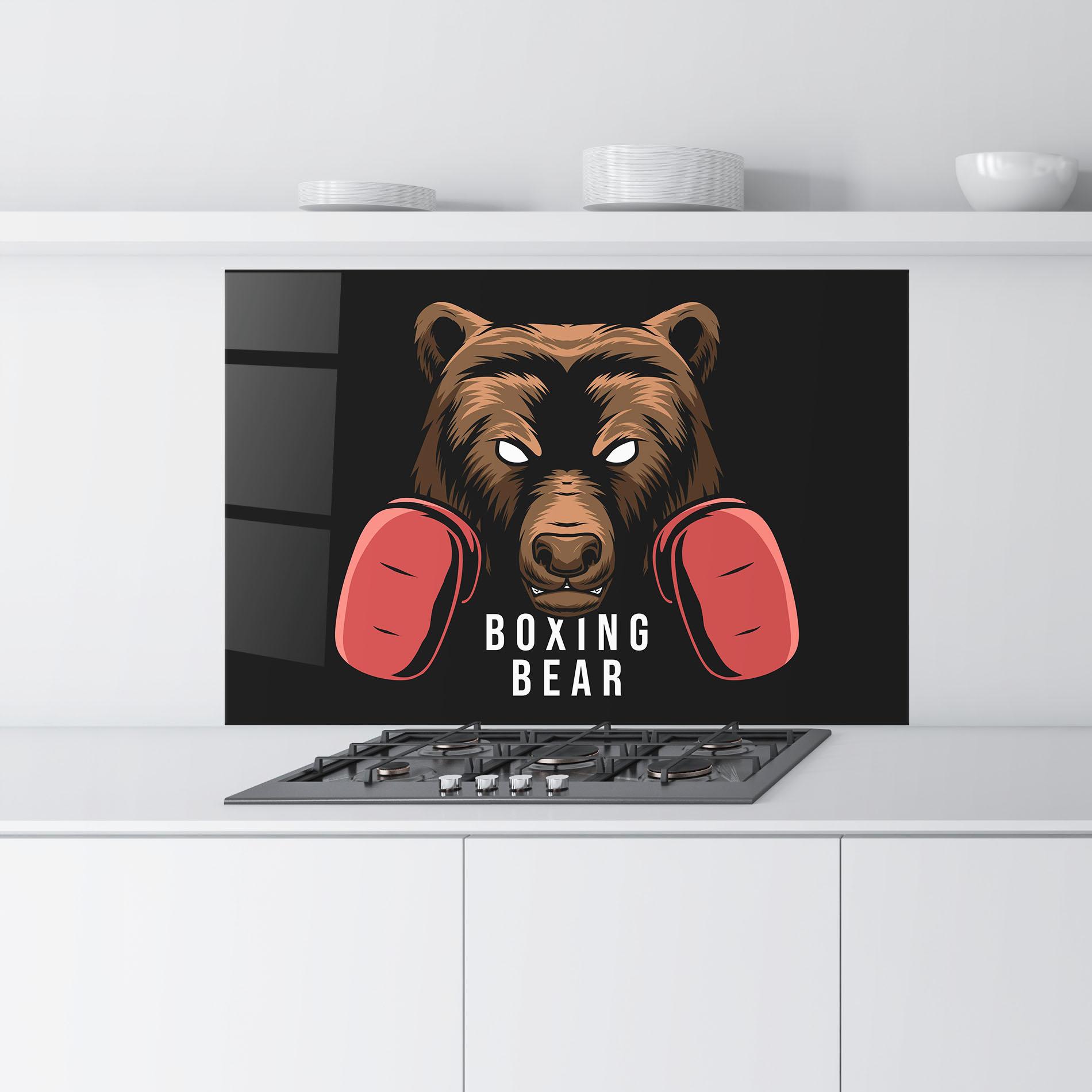 Panou Sticla Bucatarie Boxing Bear mockup 9