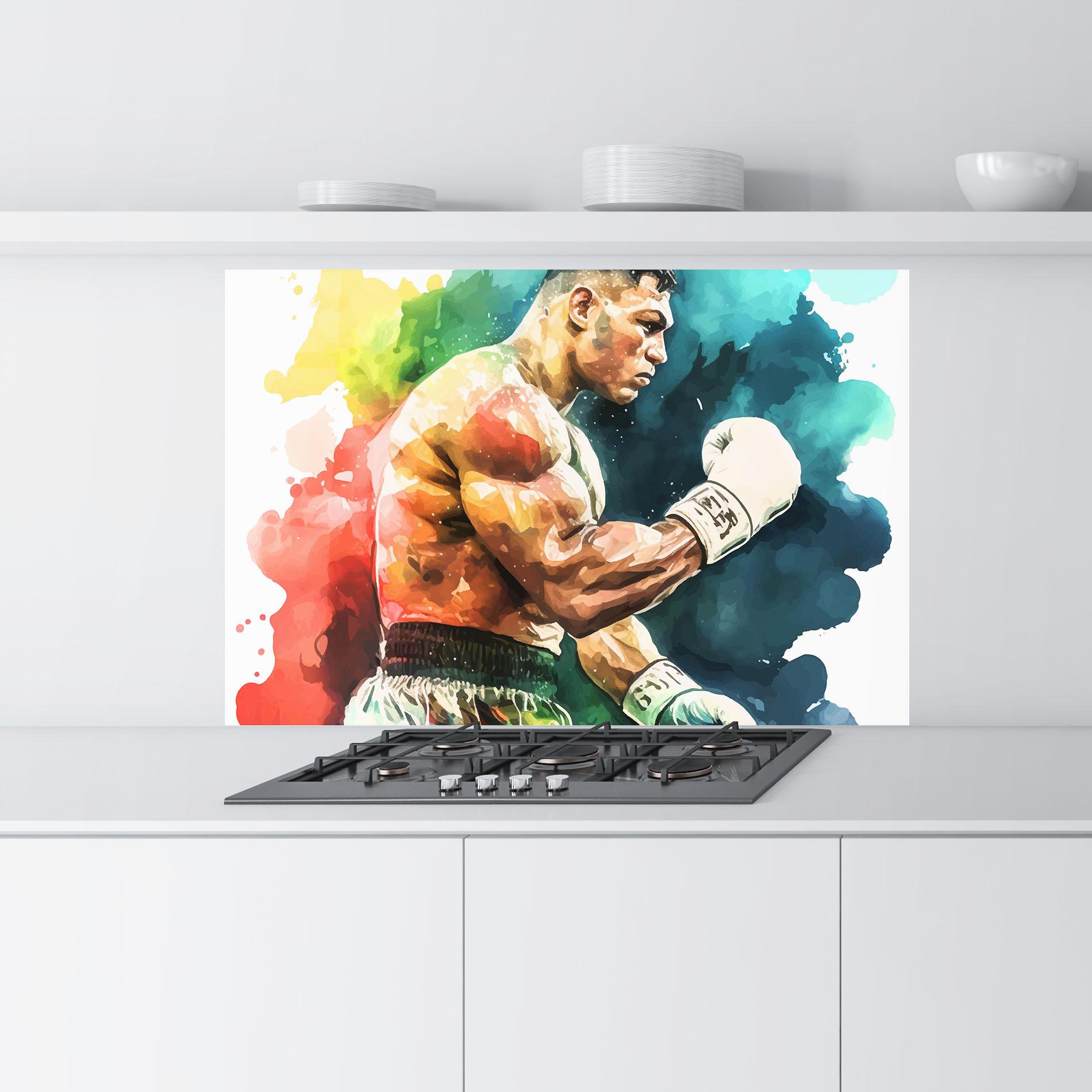 Panou Sticla Bucatarie Boxing Blue Red mockup 9