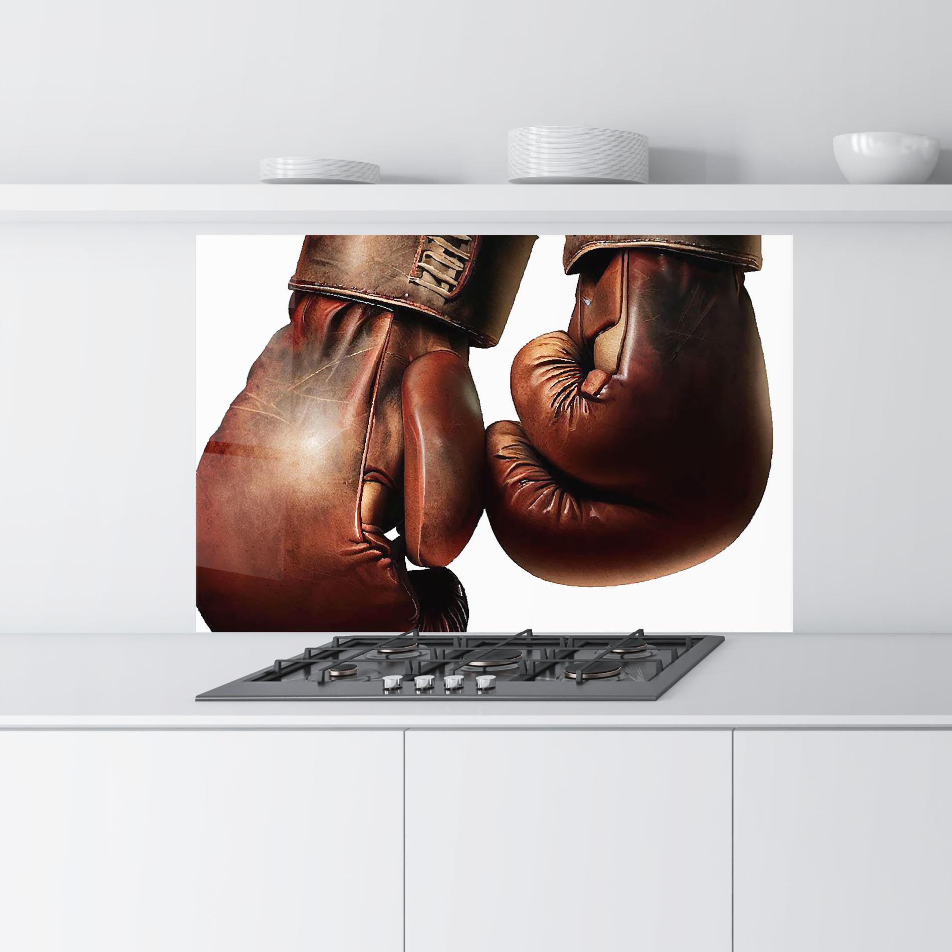 Panou Sticla Bucatarie Boxing Brown Gloves mockup 9