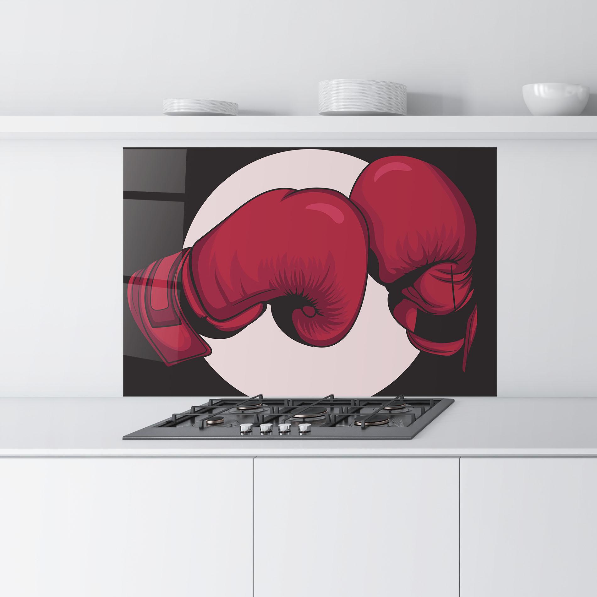 Panou Sticla Bucatarie Boxing Cream Circle mockup 9