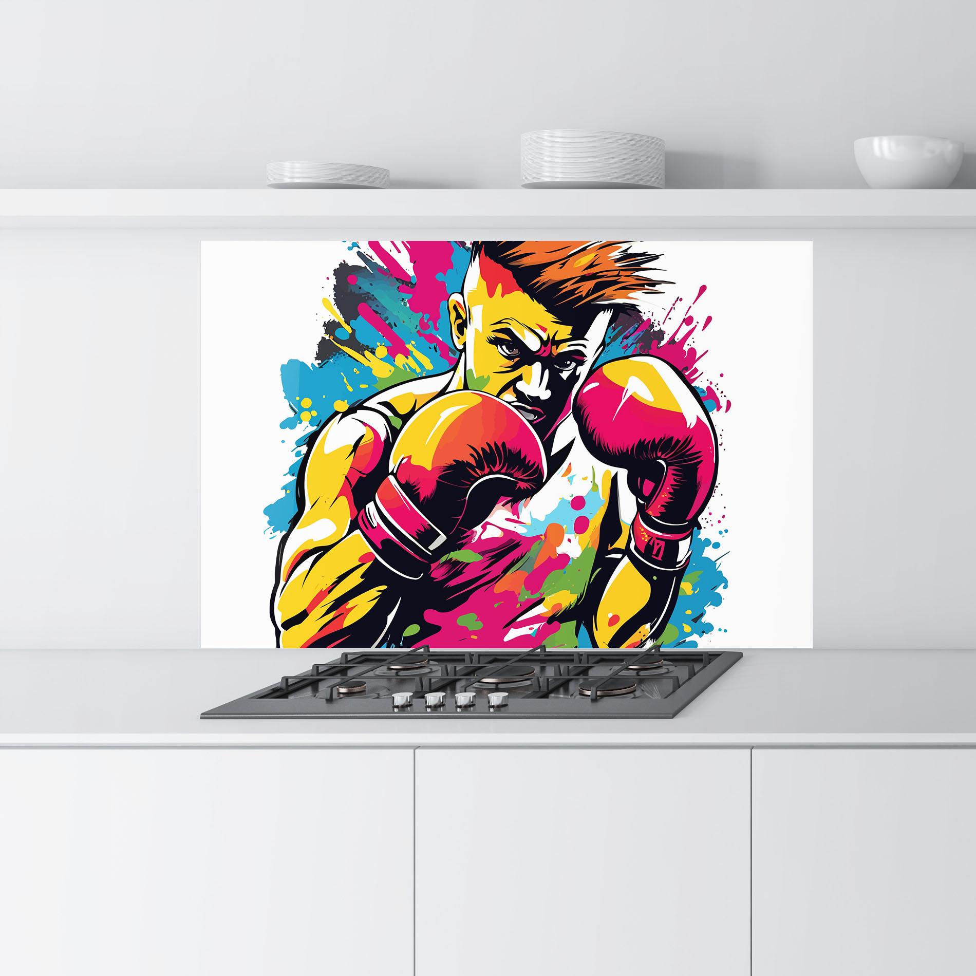 Panou Sticla Bucatarie Boxing Illustration mockup 9
