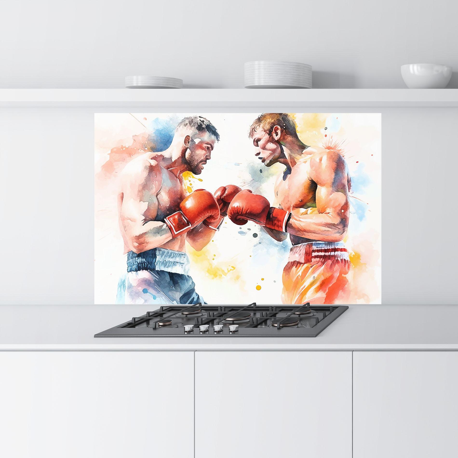 Panou Sticla Bucatarie Boxing Match Art mockup 9