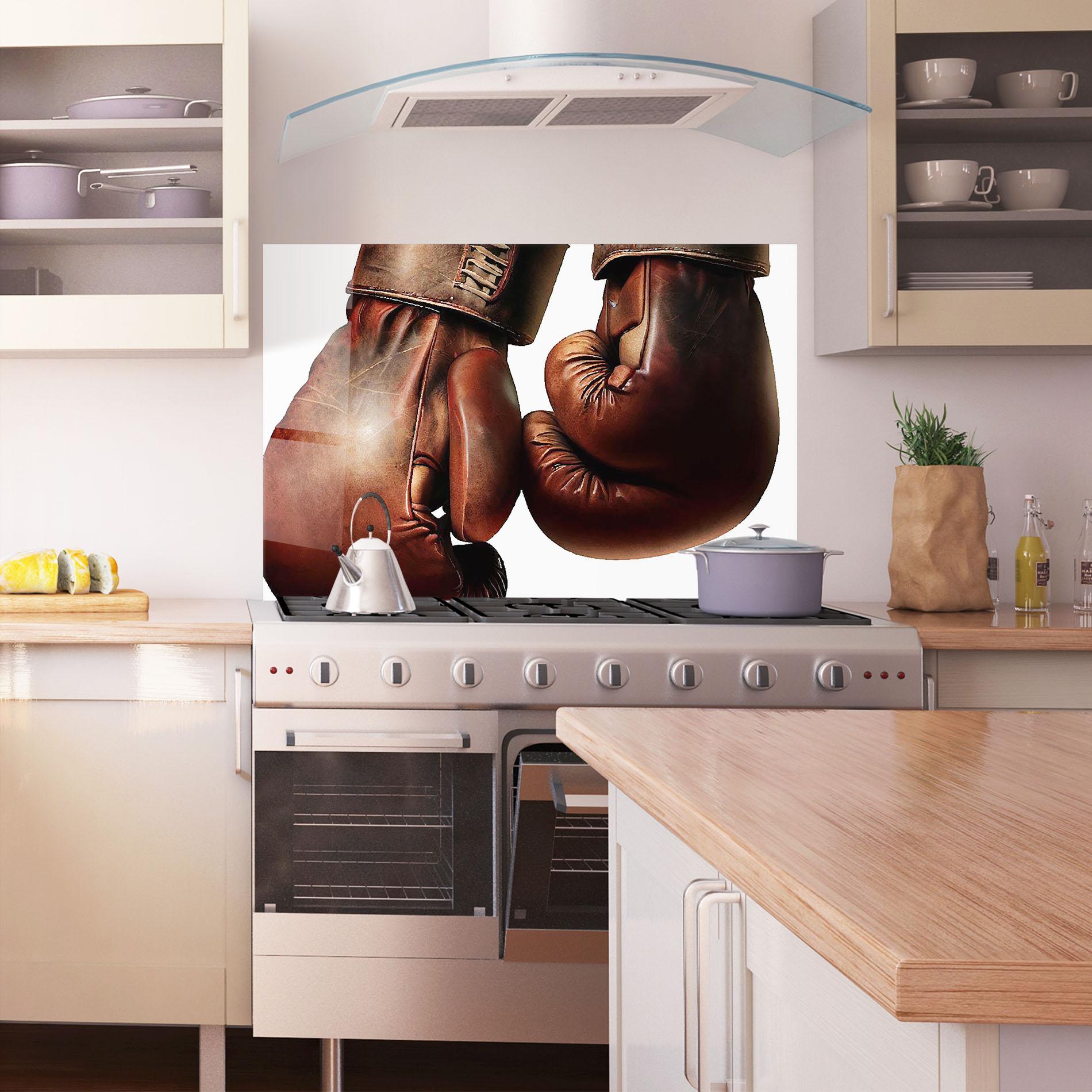 Panou Sticla Bucatarie Boxing Brown Gloves mockup 1