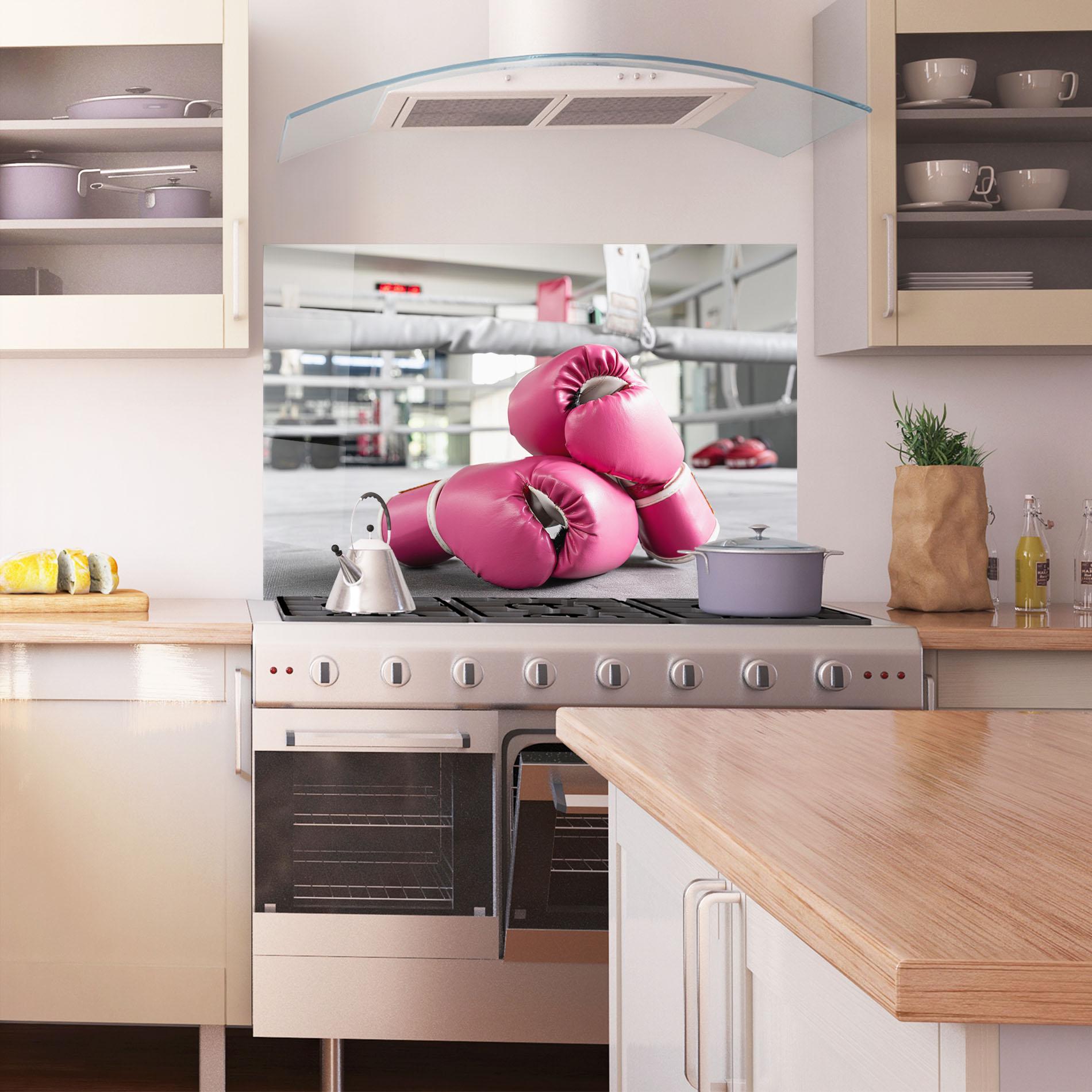 Panou Sticla Bucatarie Pink Boxing Gloves mockup 1