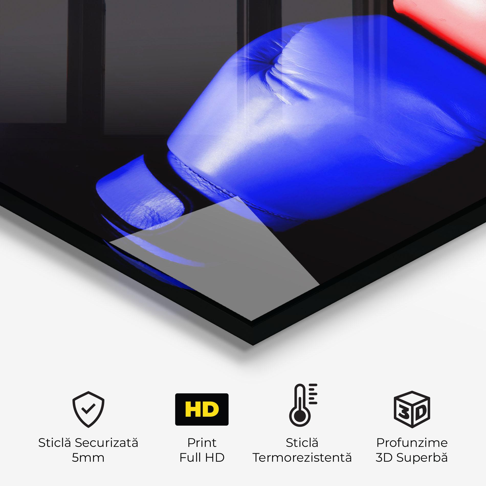 Panou Sticla Bucatarie Boxing Blue Red Glove mockup 2