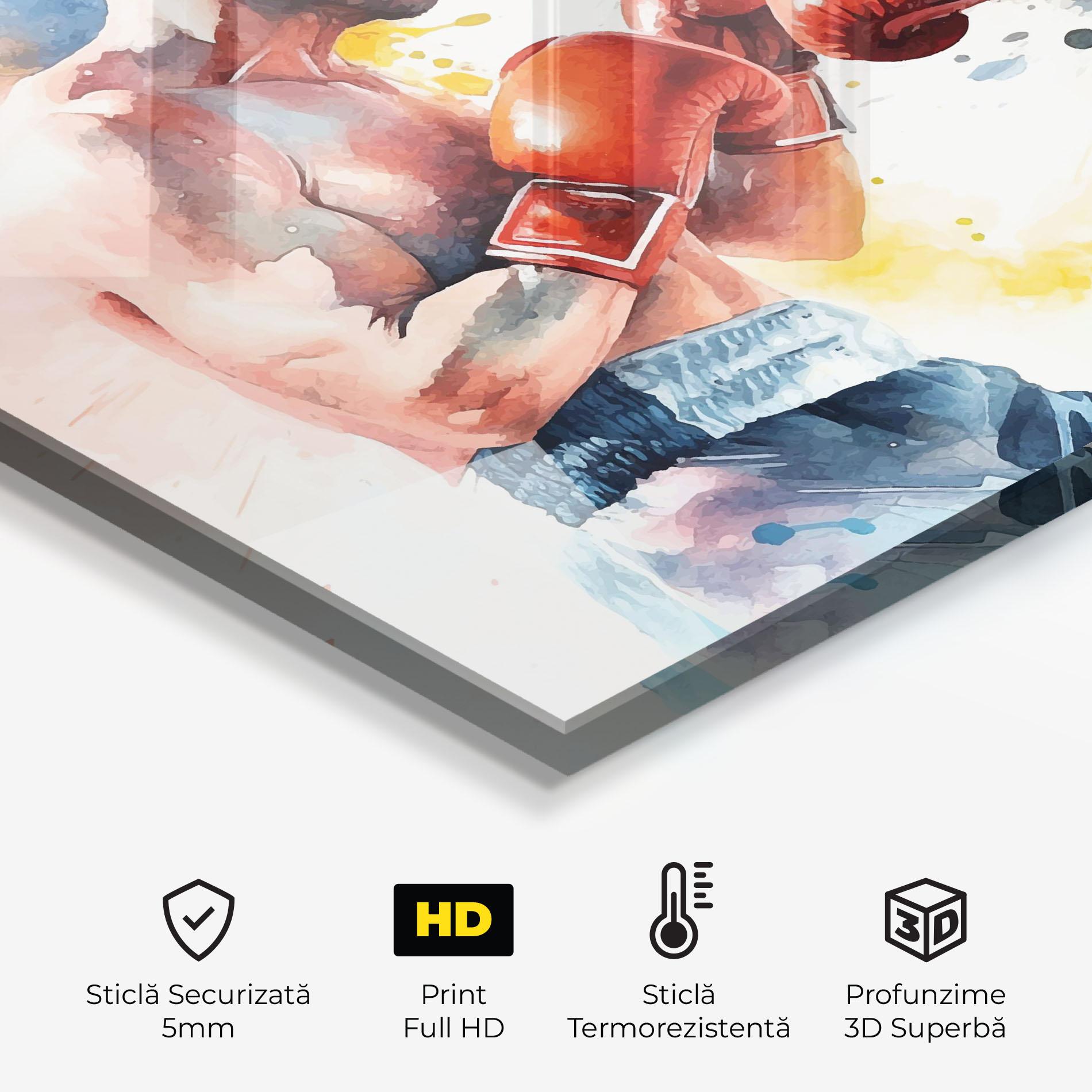 Panou Sticla Bucatarie Boxing Match Art mockup 2
