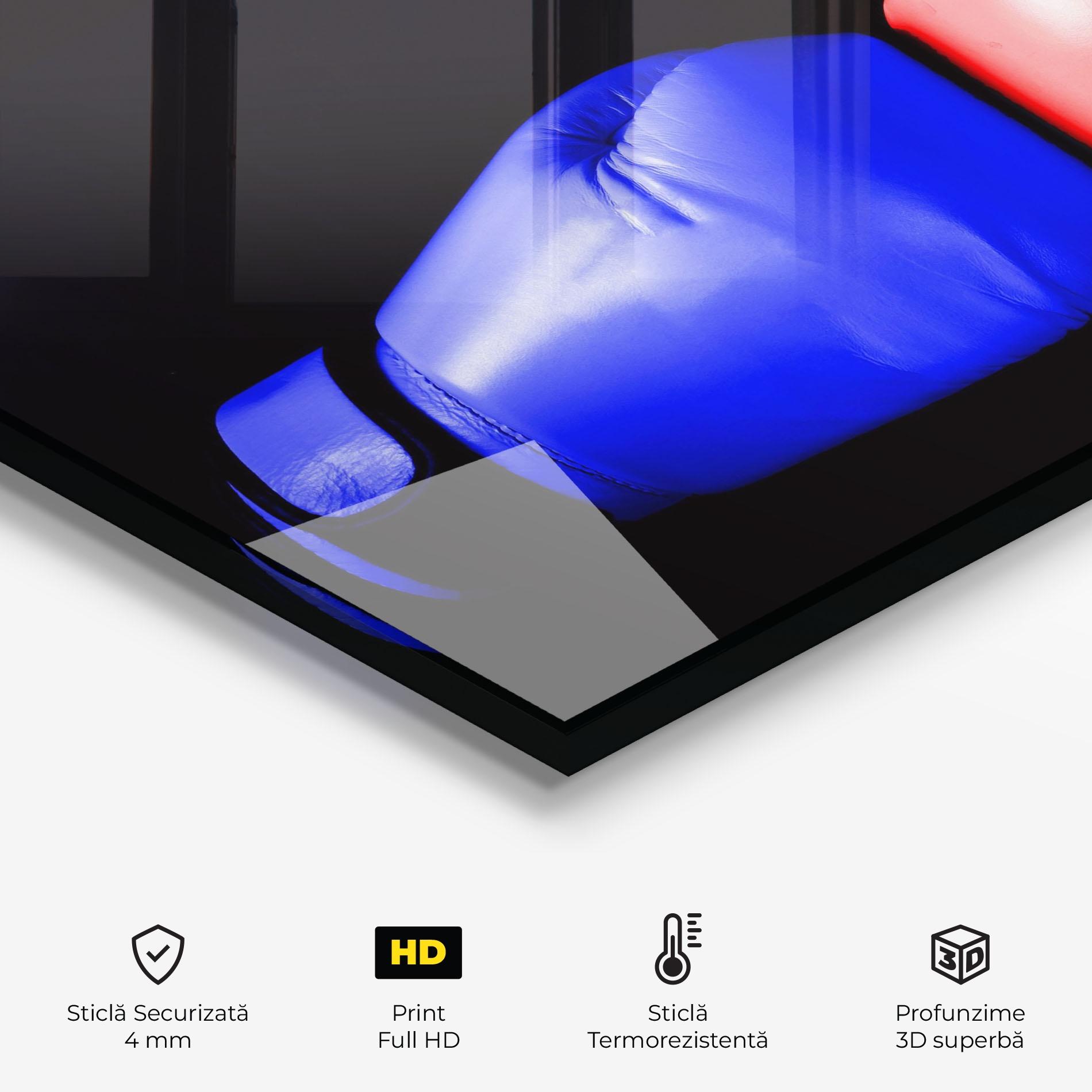 Panou Sticla Bucatarie Boxing Blue Red Glove mockup 2
