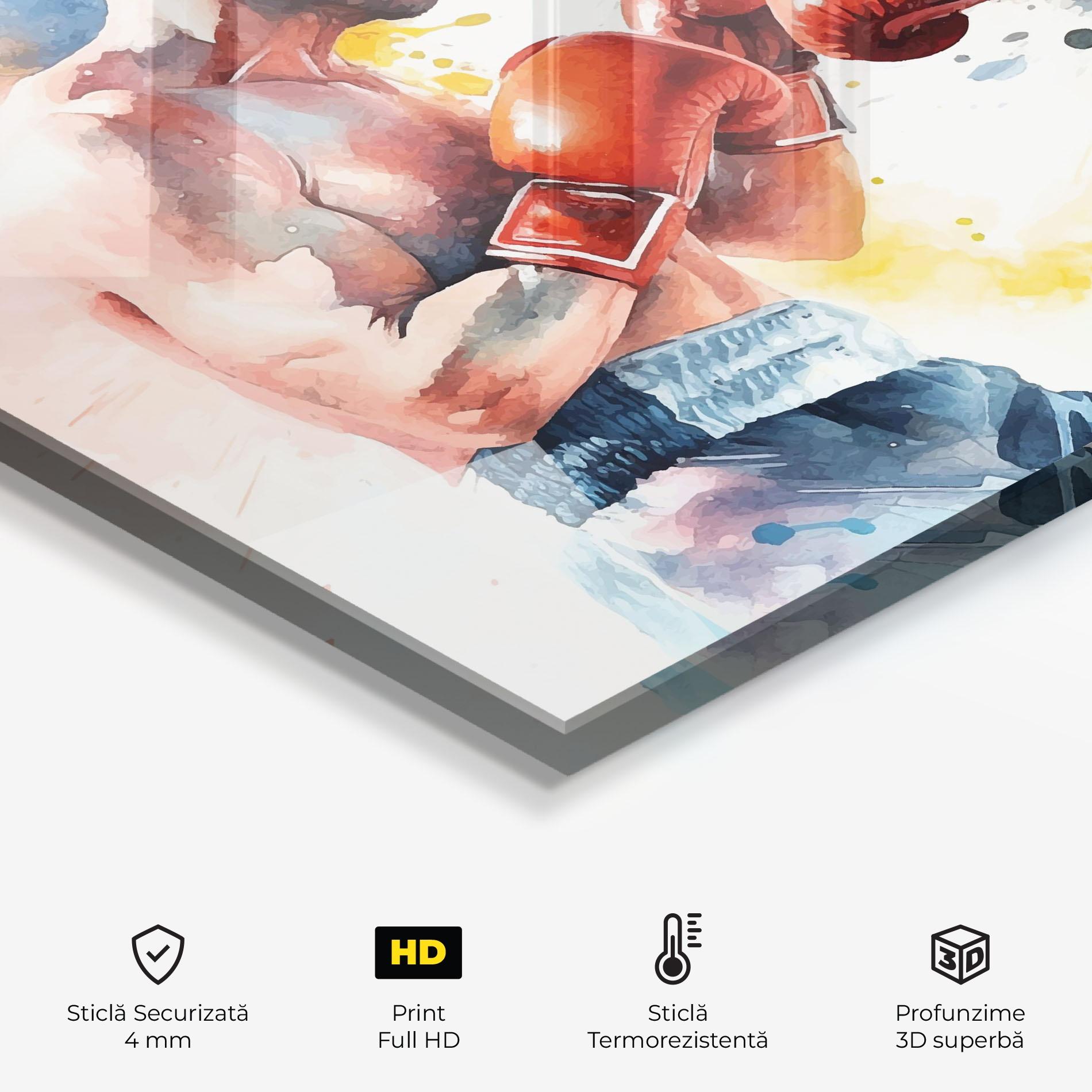 Panou Sticla Bucatarie Boxing Match Art mockup 2