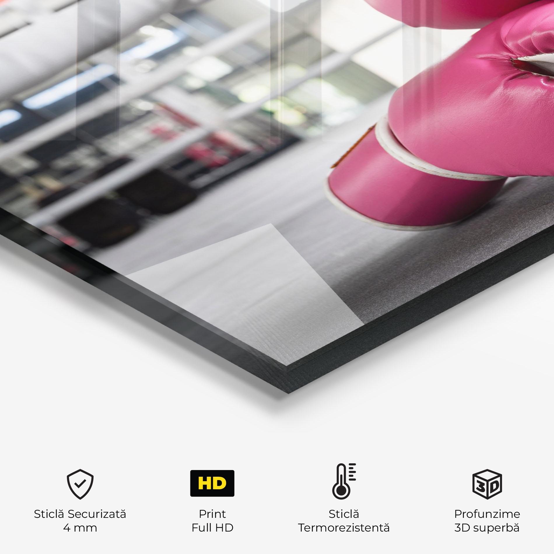 Panou Sticla Bucatarie Pink Boxing Gloves mockup 2