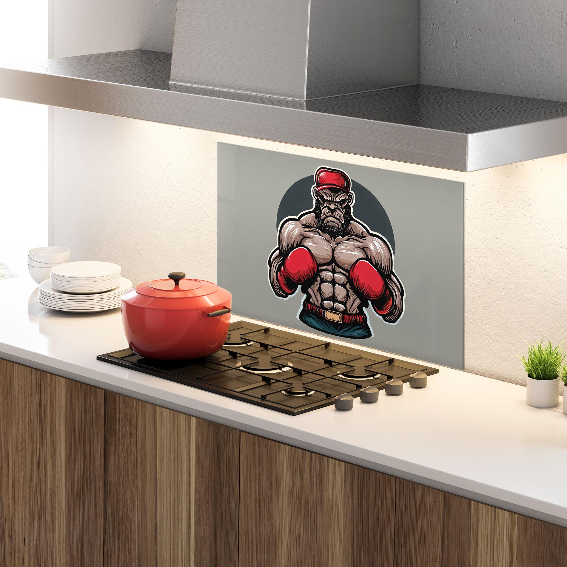 Panou Sticla Bucatarie Boxer Character mockup 4