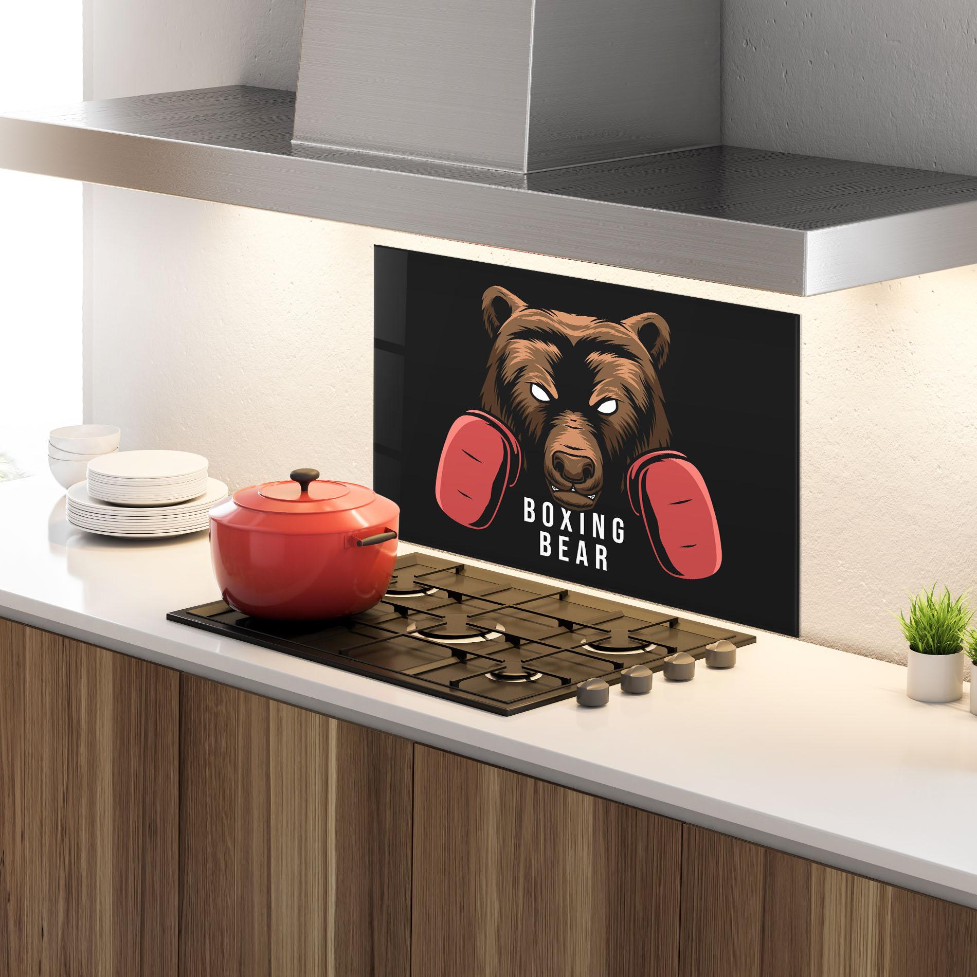 Panou Sticla Bucatarie Boxing Bear mockup 4