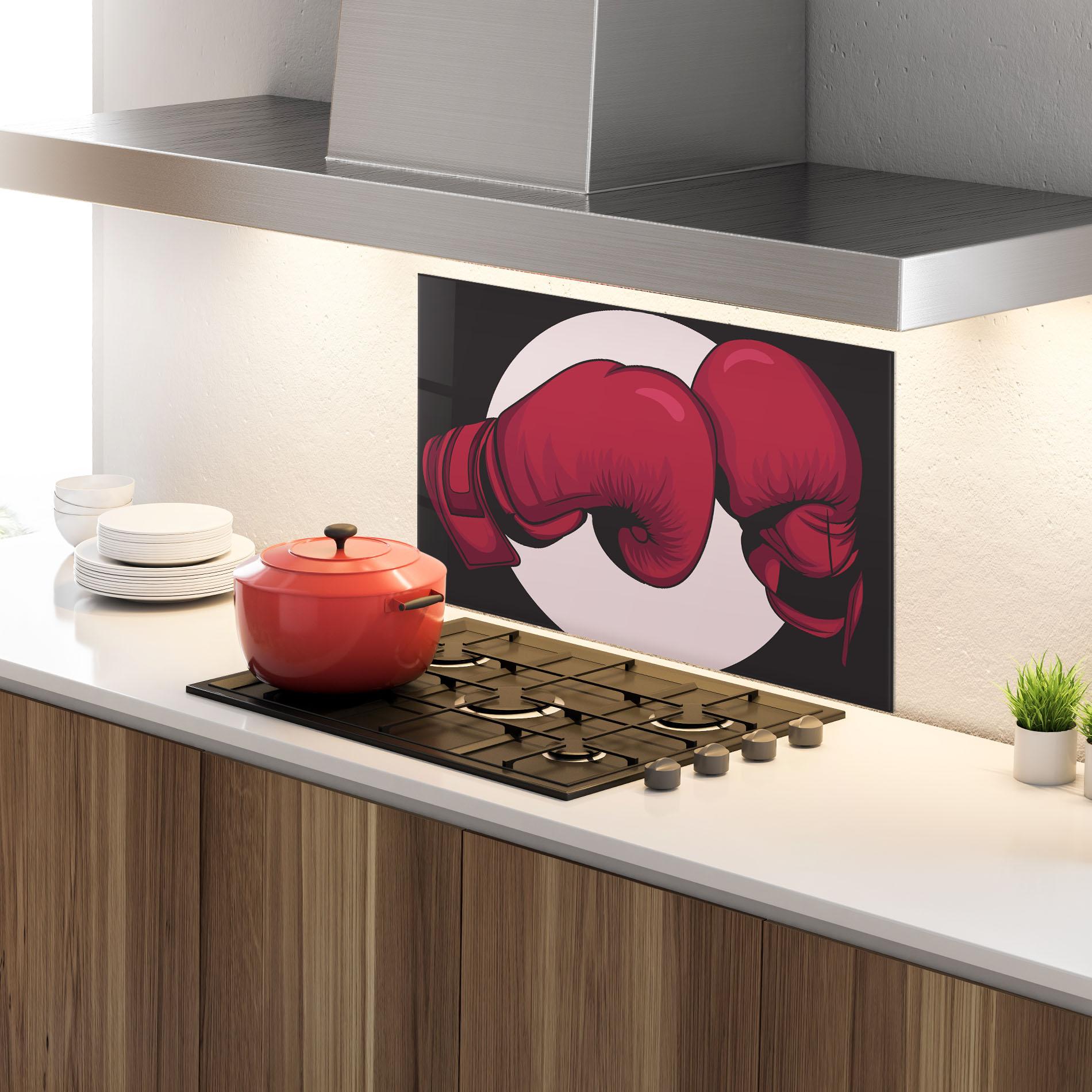 Panou Sticla Bucatarie Boxing Cream Circle mockup 4