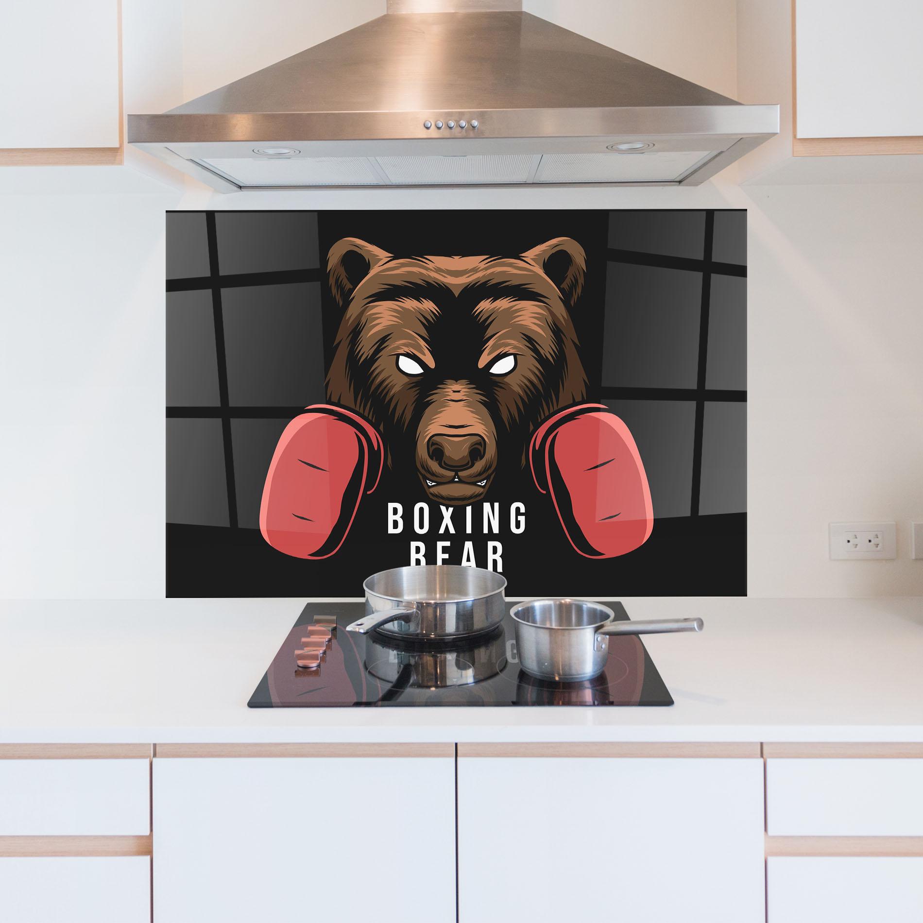 Panou Sticla Bucatarie Boxing Bear mockup 5