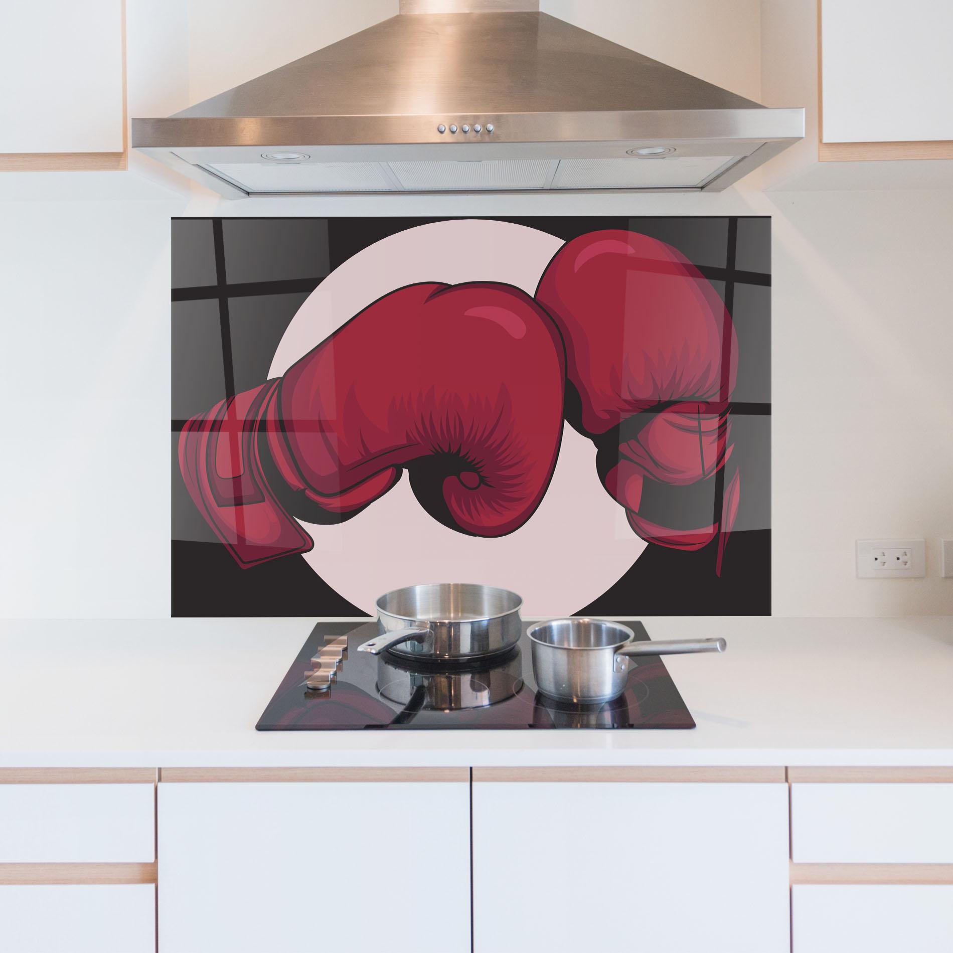 Panou Sticla Bucatarie Boxing Cream Circle mockup 5