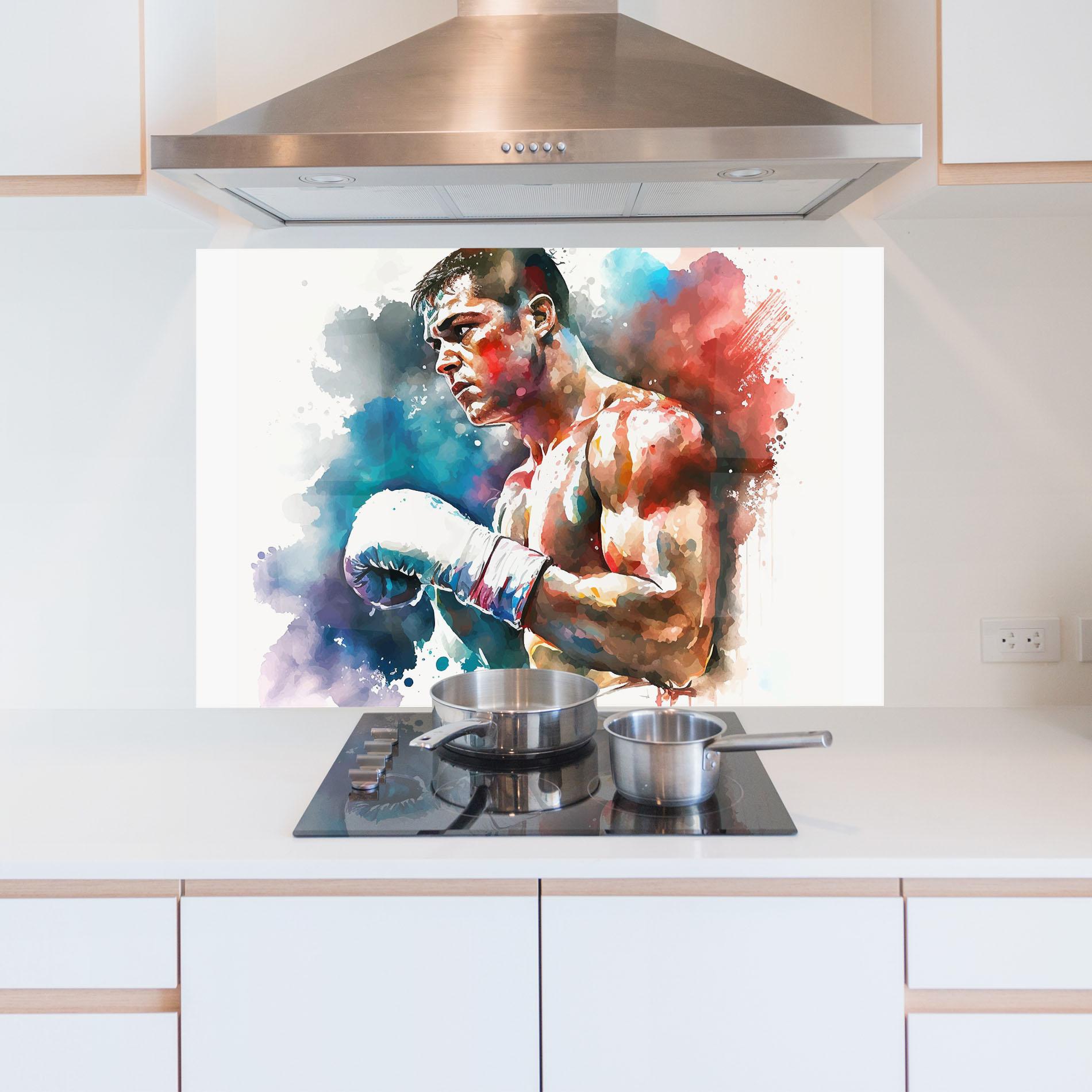 Panou Sticla Bucatarie Boxing Red Blue mockup 5