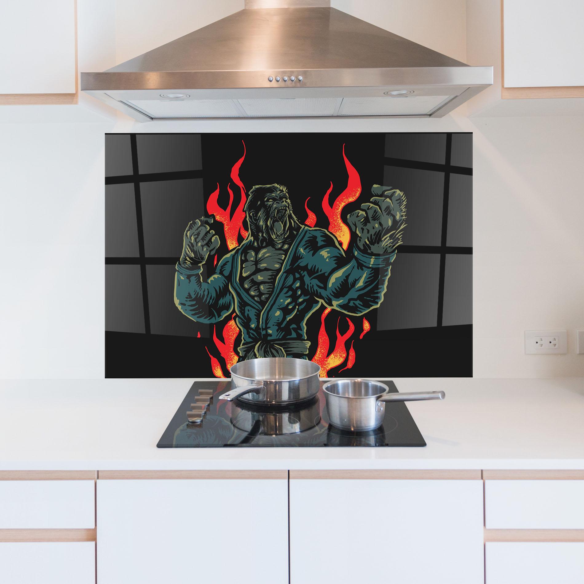 Panou Sticla Bucatarie Gorilla Box Fighter mockup 5