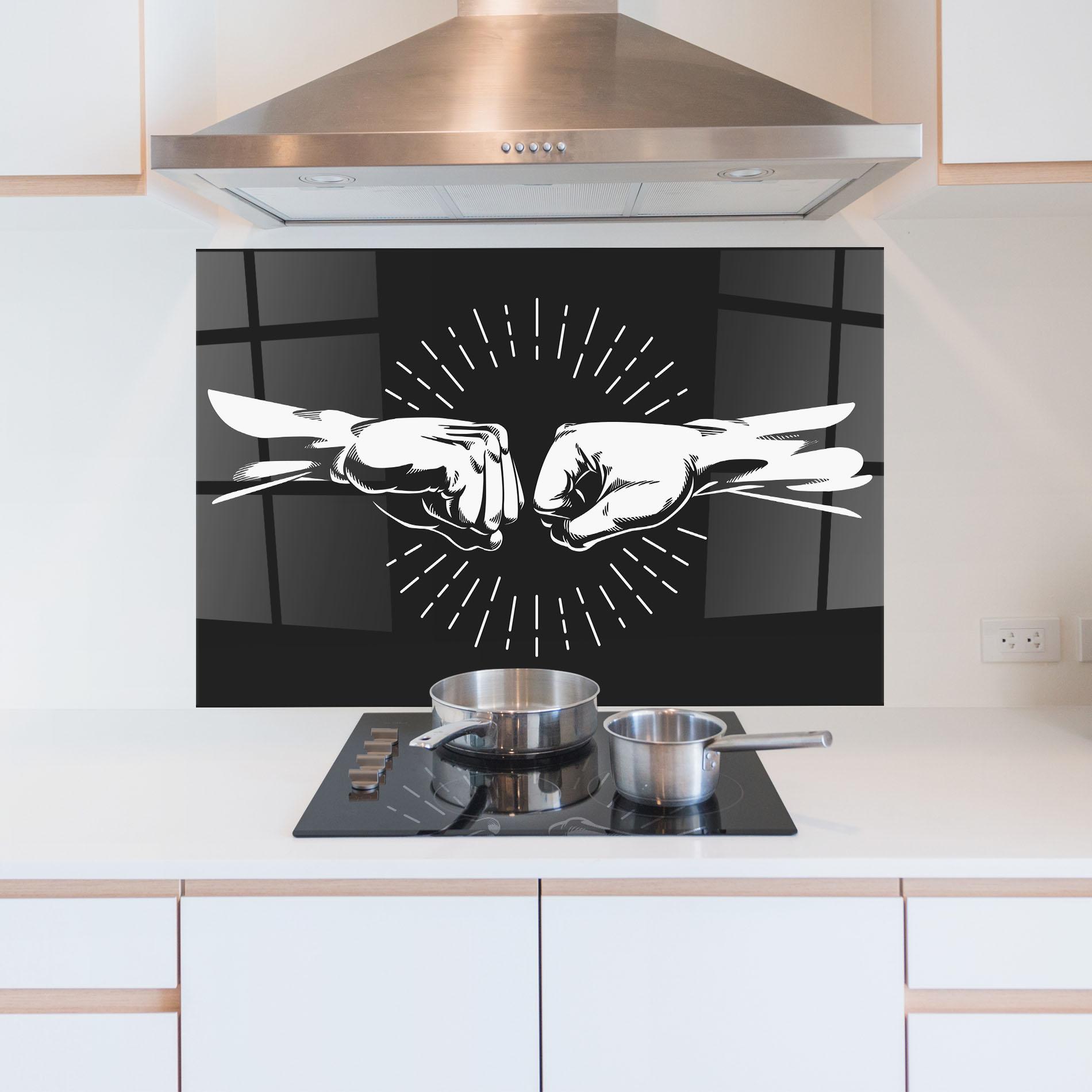 Panou Sticla Bucatarie Grey Handshake Box mockup 5