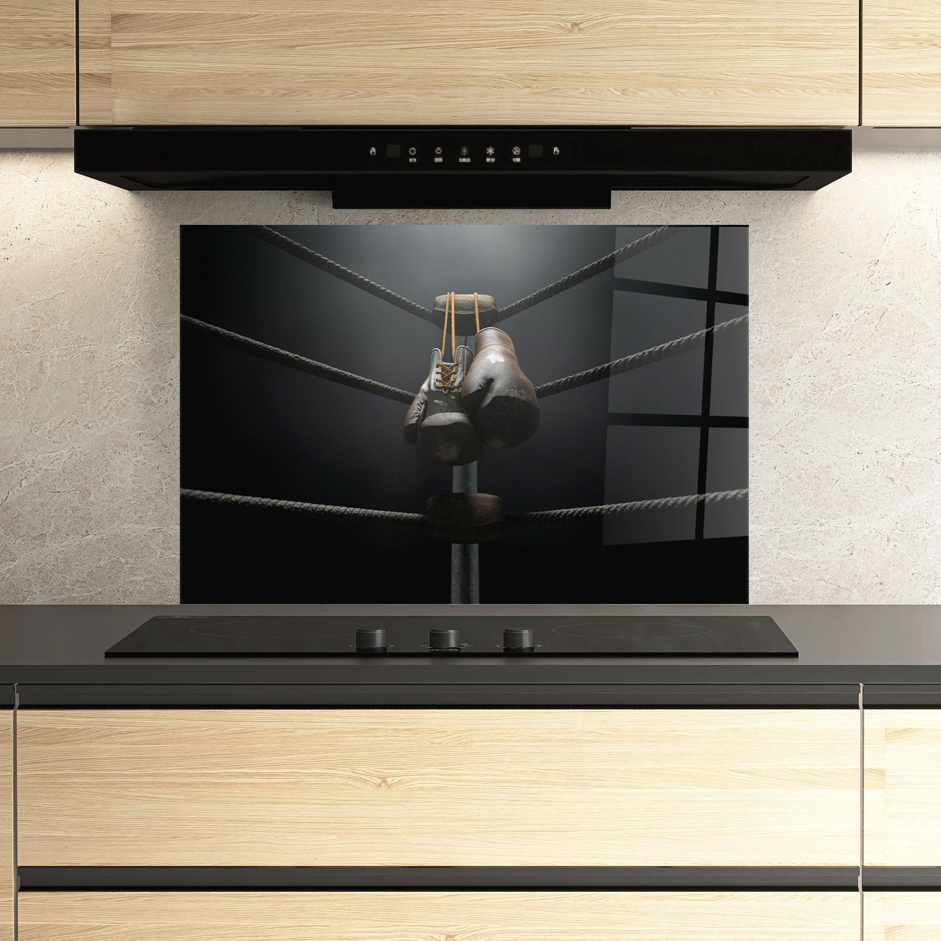 Panou Sticla Bucatarie Black Boxing Glove mockup 3