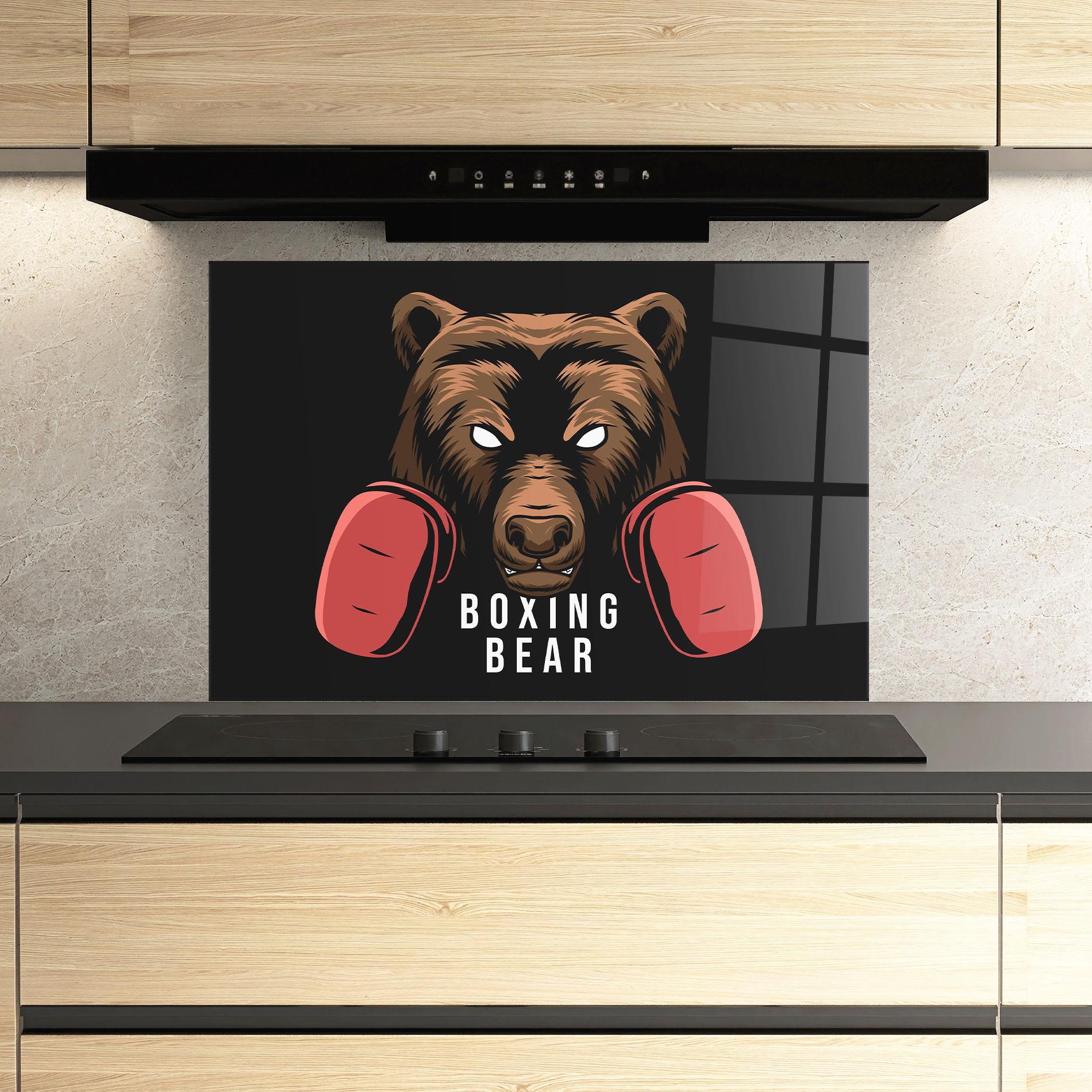 Panou Sticla Bucatarie Boxing Bear mockup 3