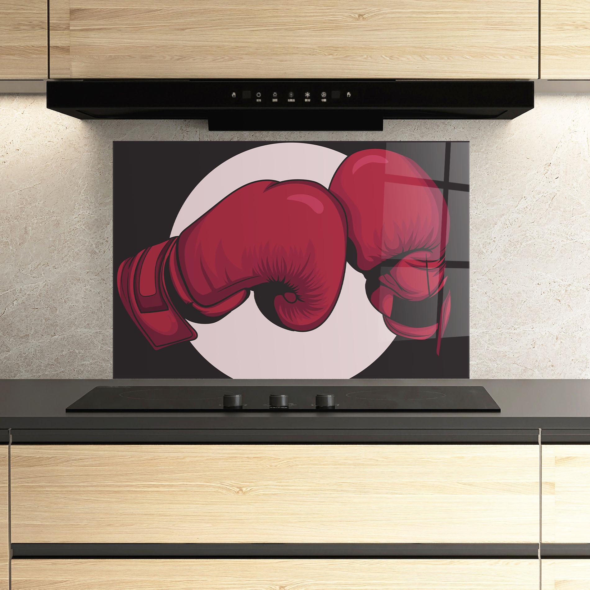 Panou Sticla Bucatarie Boxing Cream Circle mockup 3