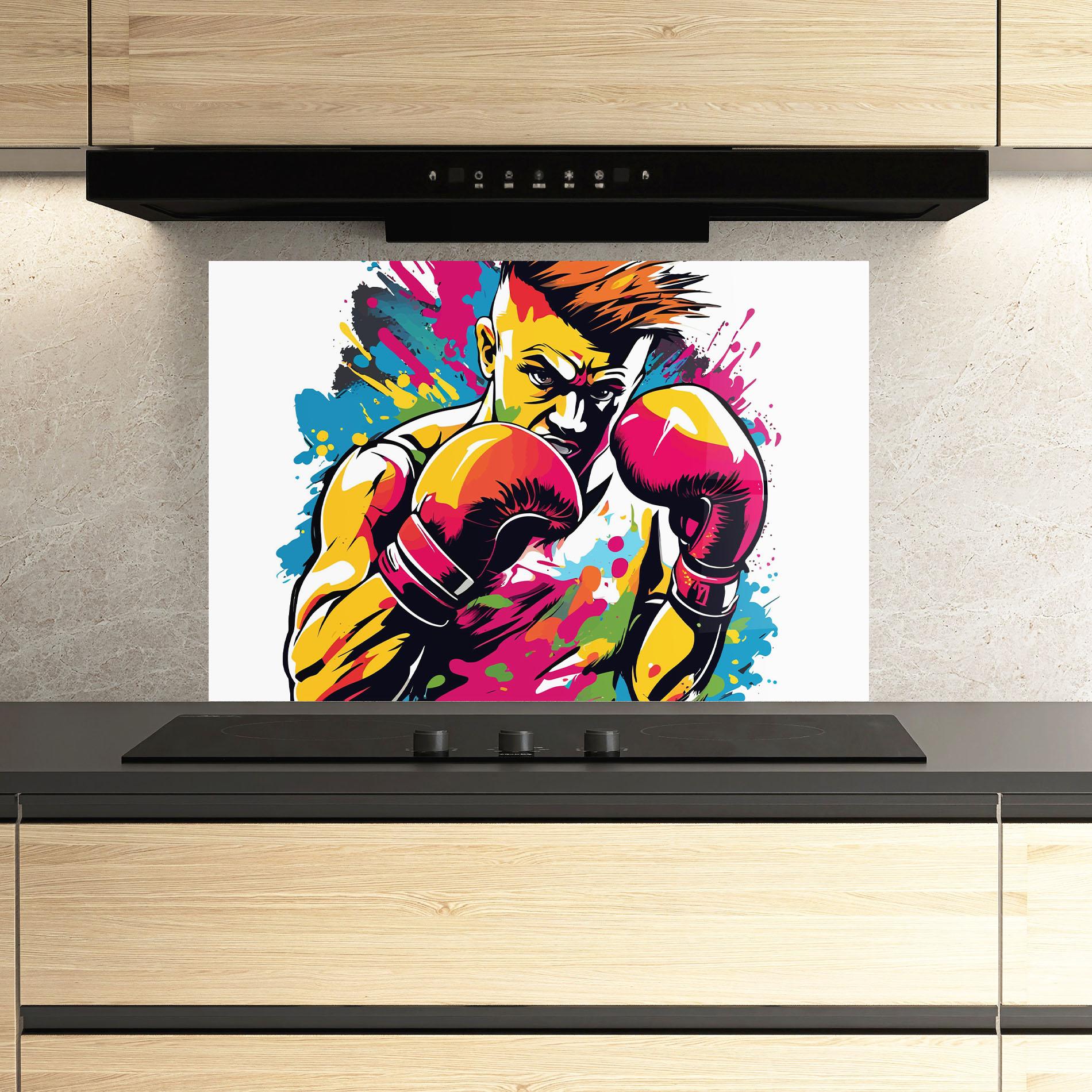 Panou Sticla Bucatarie Boxing Illustration mockup 3