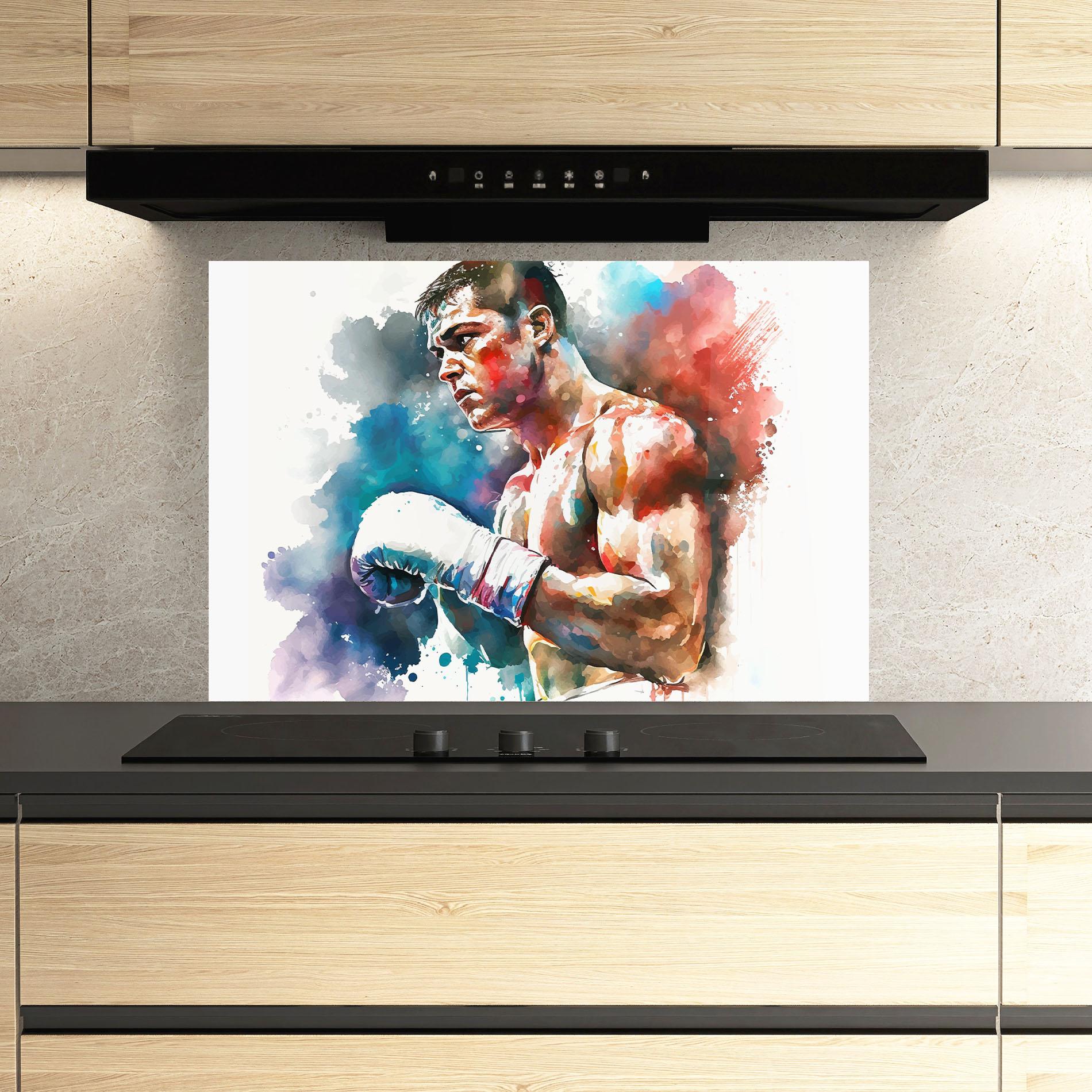 Panou Sticla Bucatarie Boxing Red Blue mockup 3